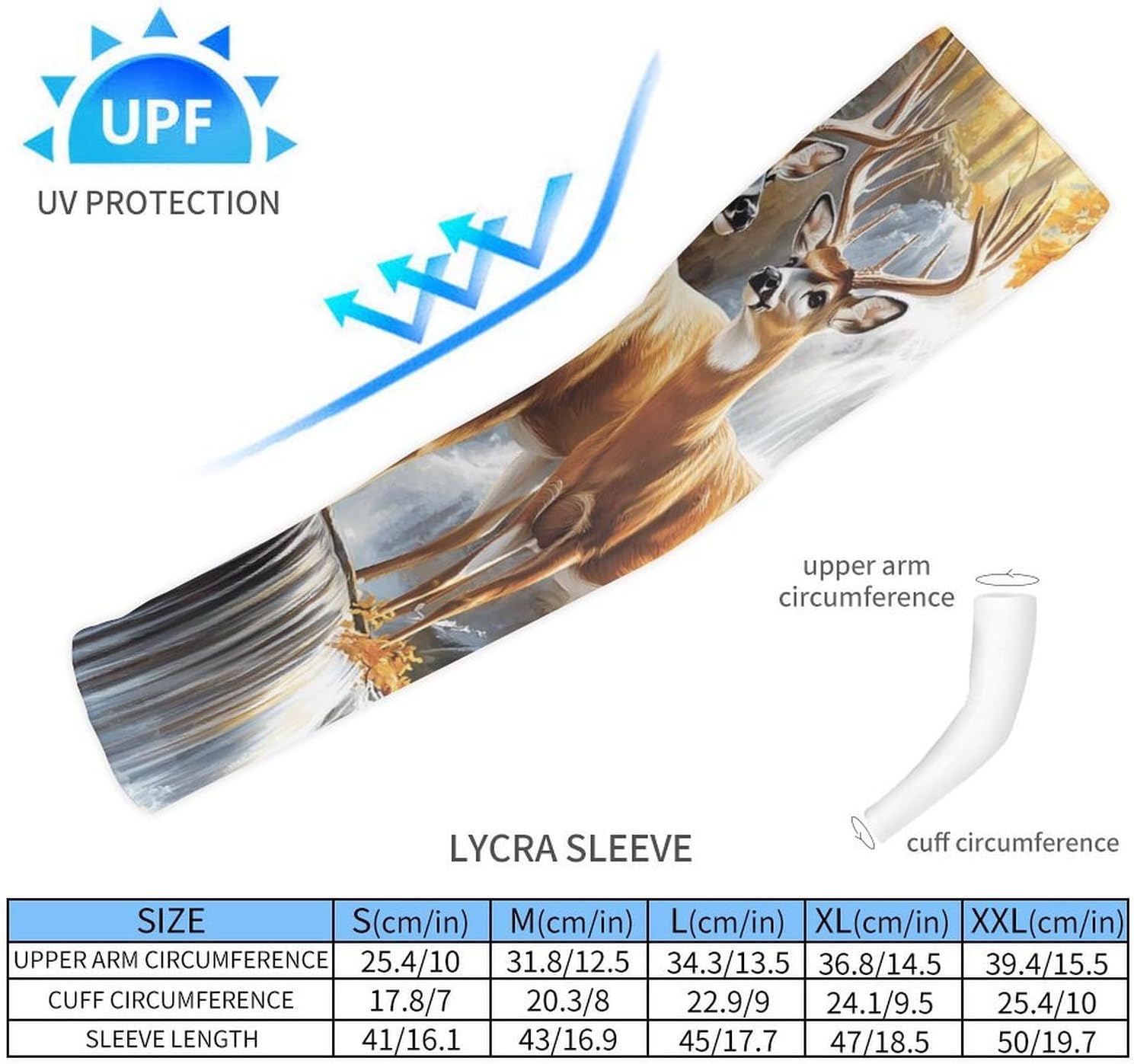 Deer Wild Animal Forests Arm Sleeves Sun Protection Sleeves Sports Cooling Arm Compression Sleeve for Men Women