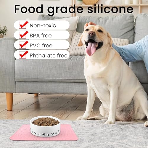 Miniatura 3 de Ptlom Mantel individual para mascotas, para perros y gatos, impermeable, antideslizante, evita el desbordamiento de alimentos y agua, tapete de