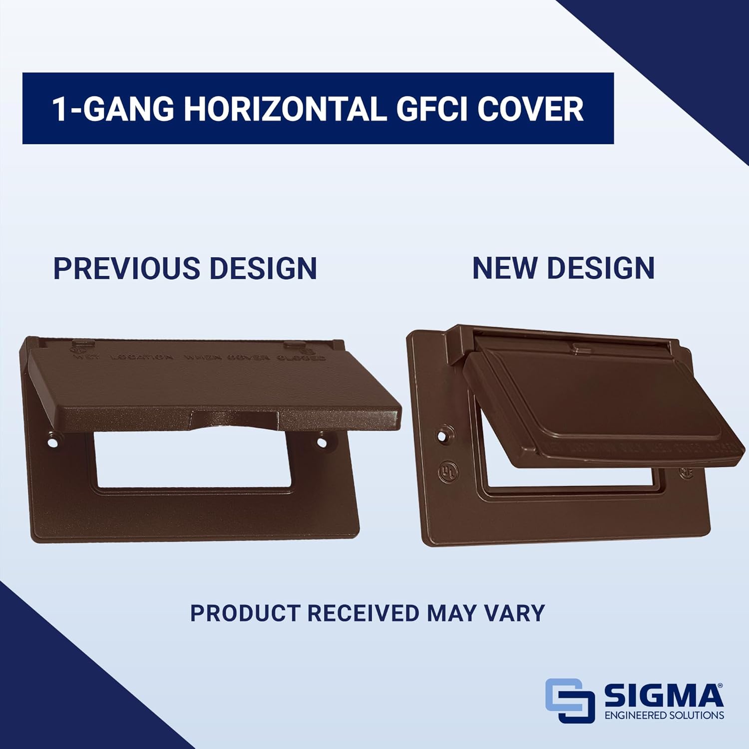 Sigma Engineered Solutions 14249BR 1-Gang Horizontal GFCI Weatherproof Cover, Bronze