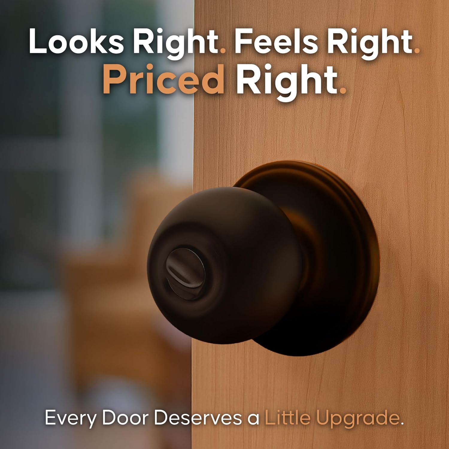 Copper Creek Privacy Interior Door Knob – ANSI Grade-3 Certified, Modern Heavy Duty Handle, Easy Install and Reversible for Bedroom, Bathroom & Closets – Tuscan Bronze (1 Pack)