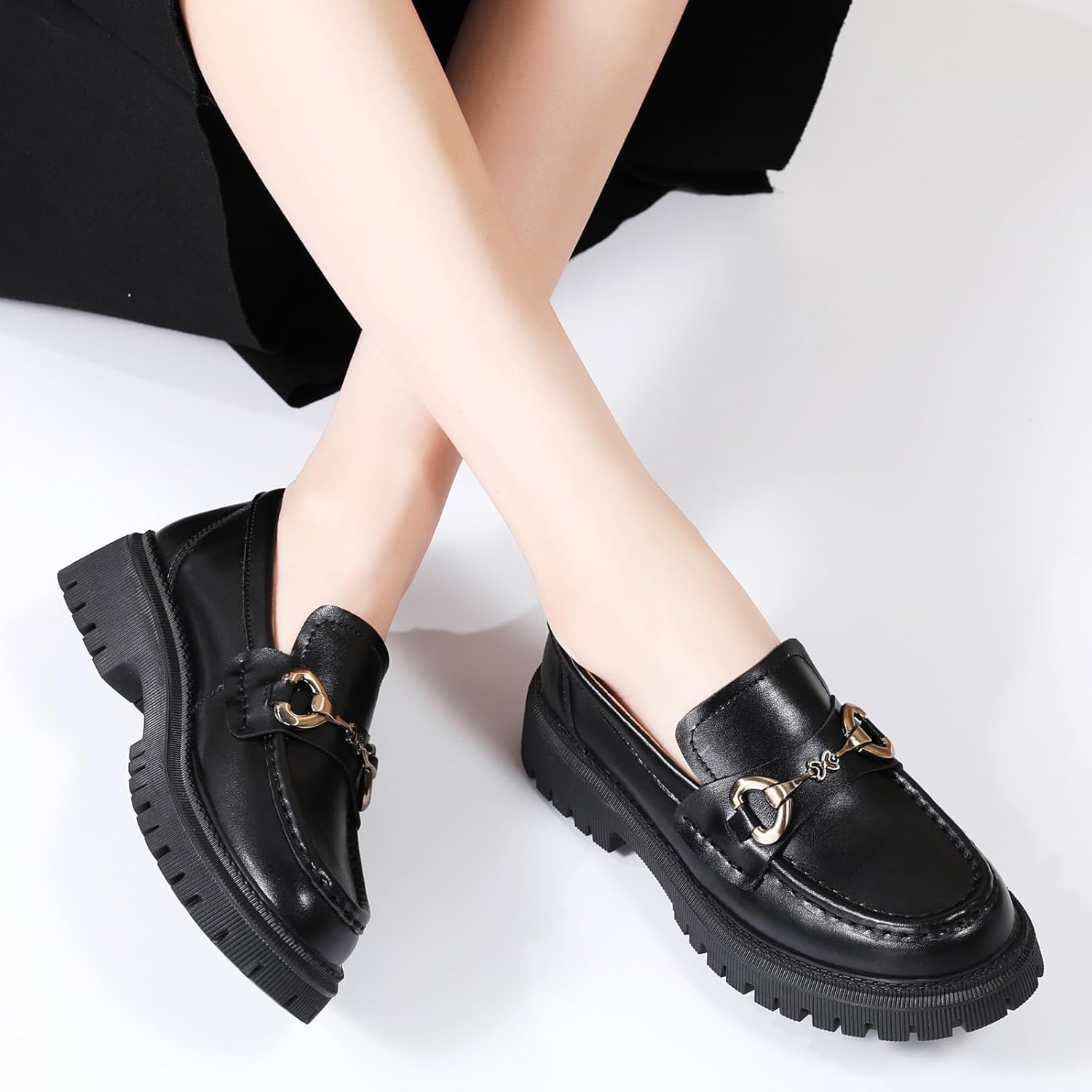 Loafers for Women Women's Loafers & Slip-ons Leather Platform Chunky Penny Shoes Business Casual Shoes Comfortable Dressy Office Work Shoes - Image 9
