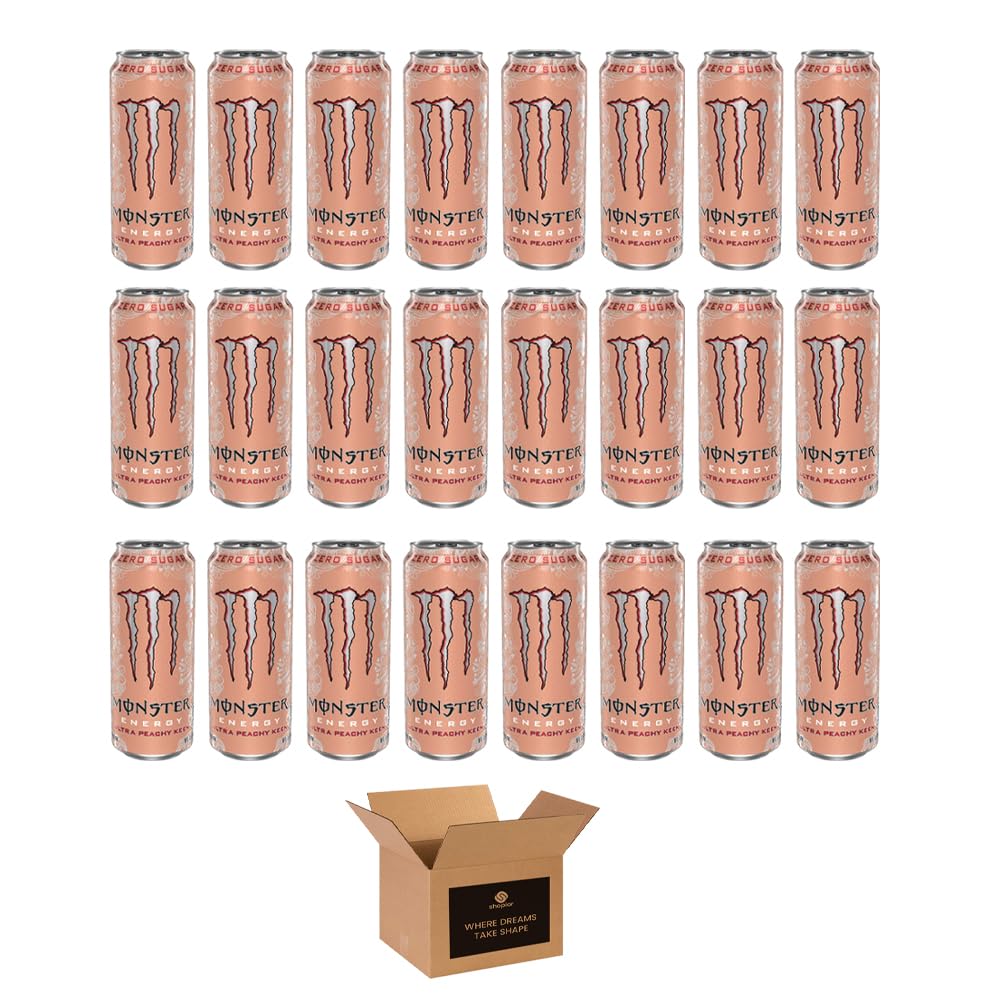 Monster Energy Drink Flavours | Juiced, Zero Sugar, Ultra, Monarch, Fiesta Mango, Strawberry Dreams, VR46, Punch | High Caffeine Sports Energy Drink | 500ml (Pack 24, Zero Sugar Ultra Peechy Keen)
