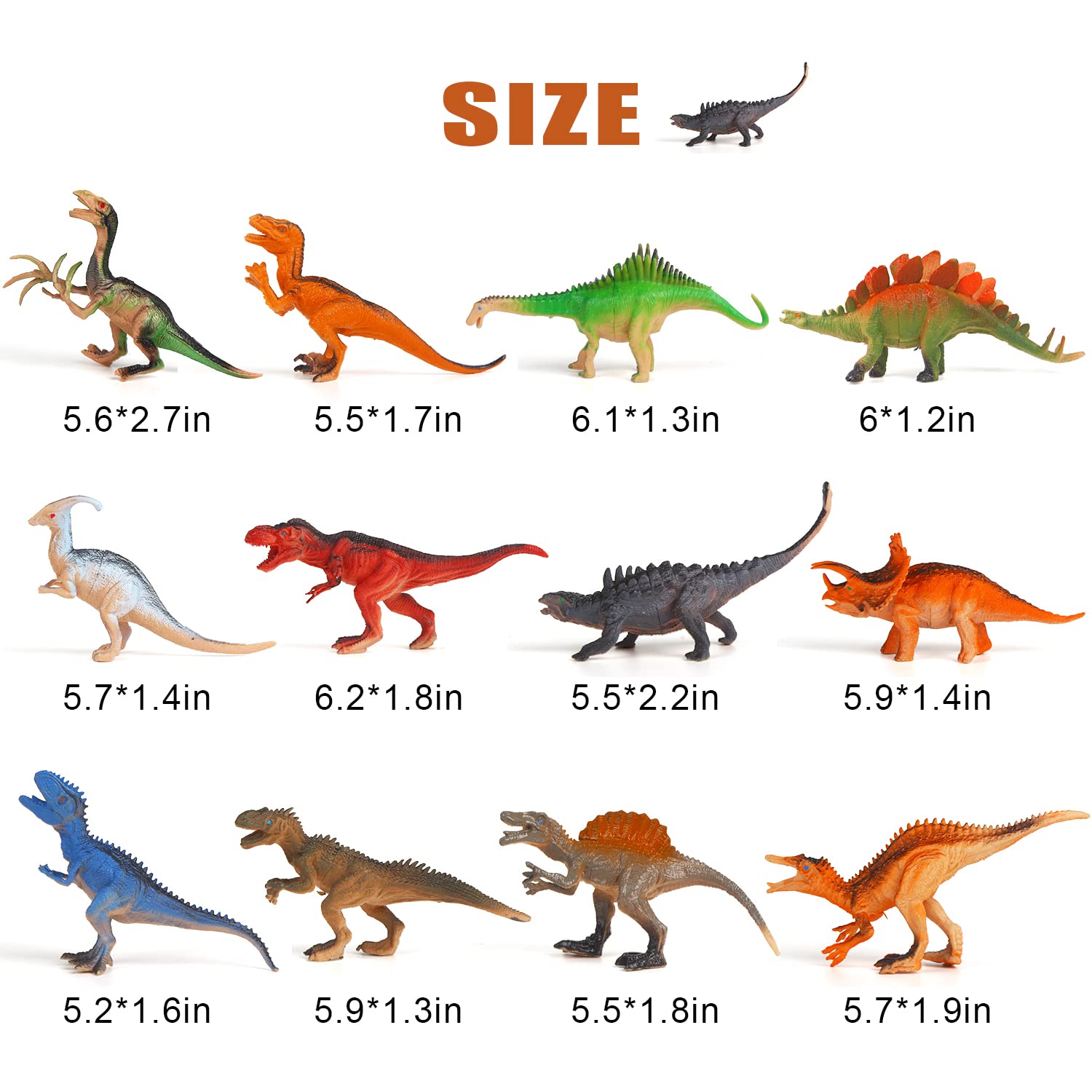 SULOLI 12 x große Dinosaurier-Spielzeuge aus Kunststoff
