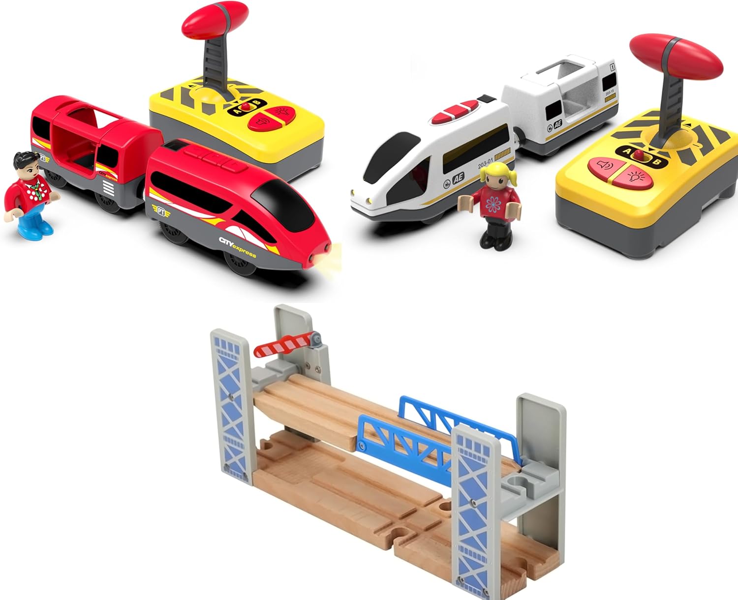Toy Train Accessories Bridge and Electric Train Set for Railway System Compatible with Thomas & Friends, Brio, Chuggington, Melissa and Doug