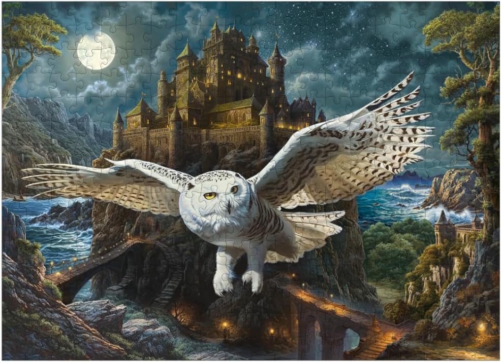 MyPuzzle Magic Owl and Castle - Premium 1000 Piece Jigsaw Puzzle for Adults