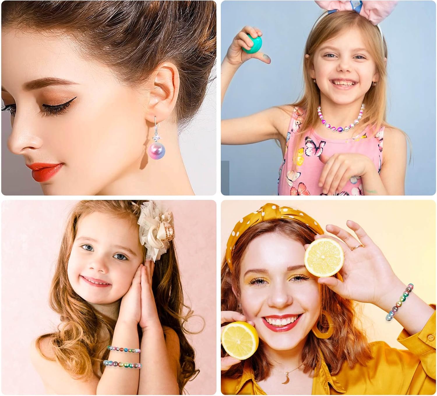 2800 pcs Gradient Mermaid Pearl Beads for Jewelry Making, 7 Colors 4mm 6mm 8mm 10mm Round Spacer Rainbow Beads Faux ABS Bracelet Beads for DIY Earring Necklaces Bracelet Making (Gradient A)