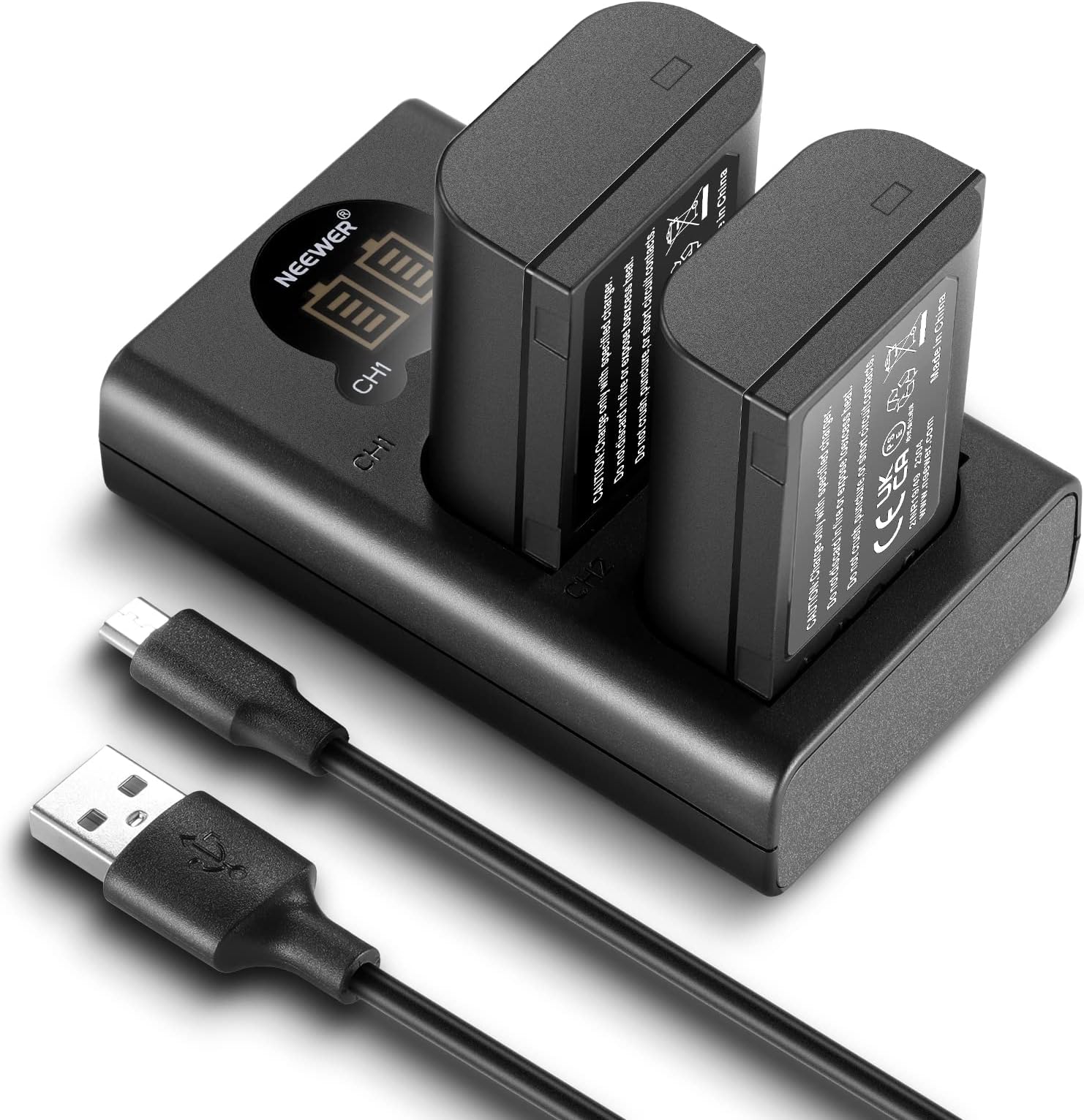 NEEWER DMW-BLK22 Replacement Battery and Charger Set, 2 Pack 2400mAh Batteries and Type C Dual Channel USB Charger, Compatible with Panasonic Lumix DC-S5 DC-S5 II DC-S5 IIX GH5 II GH6 S5II S5M2 GH5M2