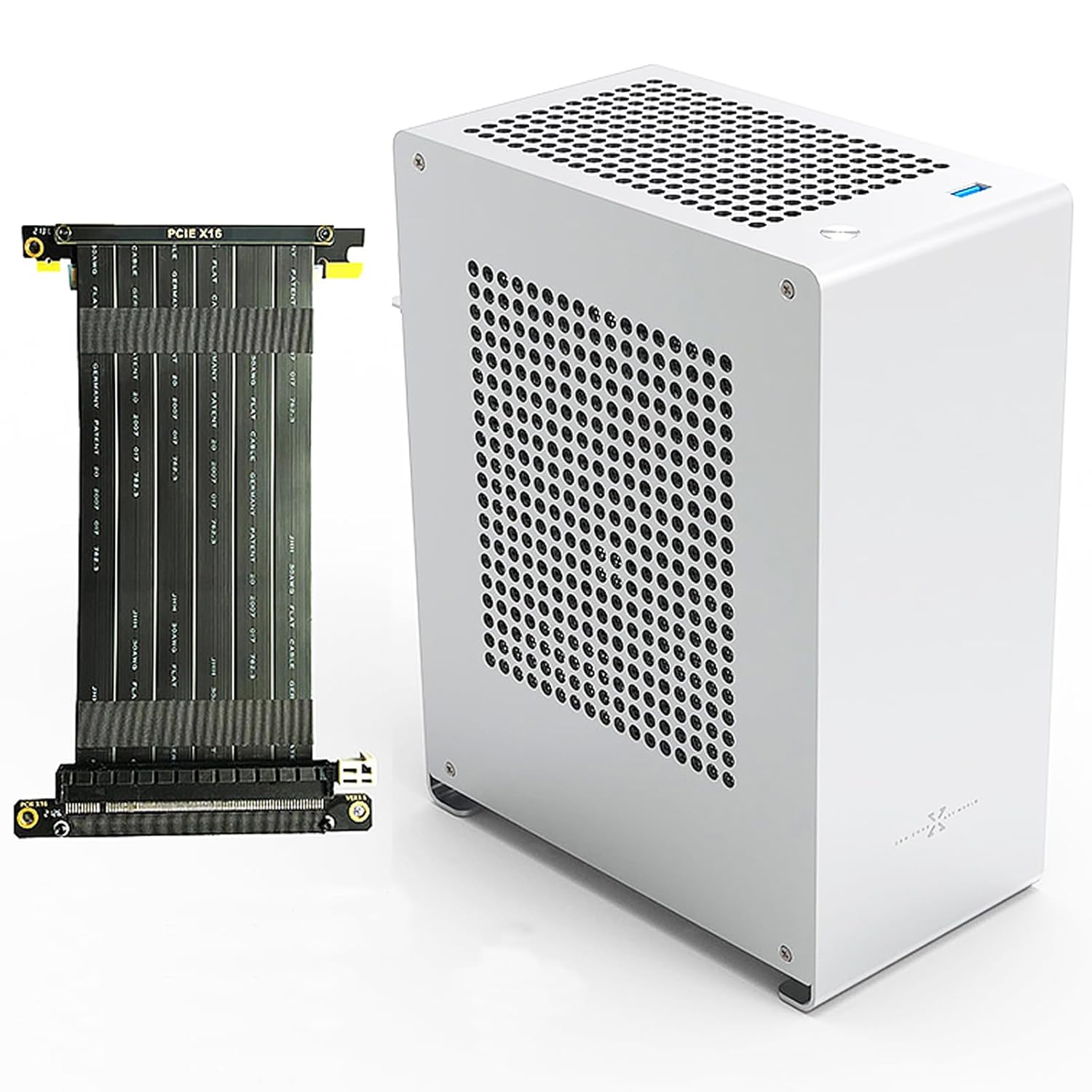 A1P Mini-ITX Case, Micro ITX PC Case, Mini Computer Case in Silver Color, Full Aluminum Small Gaming Case with 3.0 Dual Reverse PCI Riser Cable