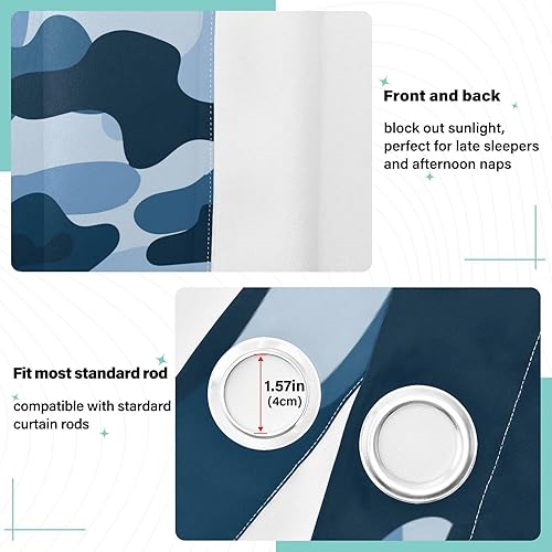 Miniatura 4 de Camouflage Blue Dark Blackout Curtains 84 inches Length Farmhouse Curtains for Window Treatments Bathroom Window Curtain Curtains & Drapes Decor