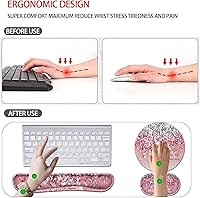 Vista 4 de Reposamuñecas para teclado + alfombrilla para mouse + reposamuñecas para mouse + posavasos, espuma viscoelástica ergonómica, juego de 4 alfombrillas