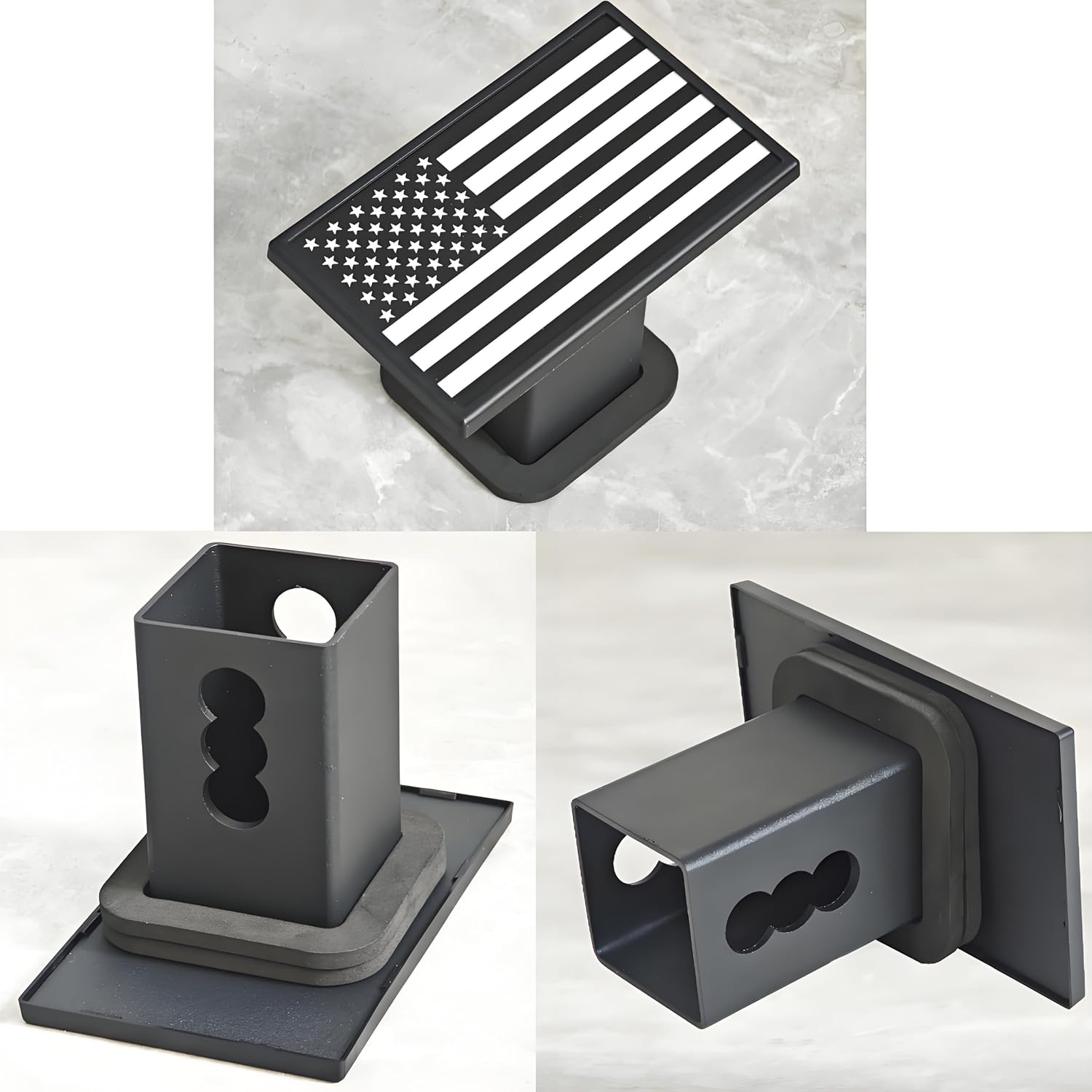 Locking American Flag Trailer Hitch Cover - Patriotic Aluminum Hitch Cover for 2-Inch Receivers Class III IV V - Veteran Truck Accessories