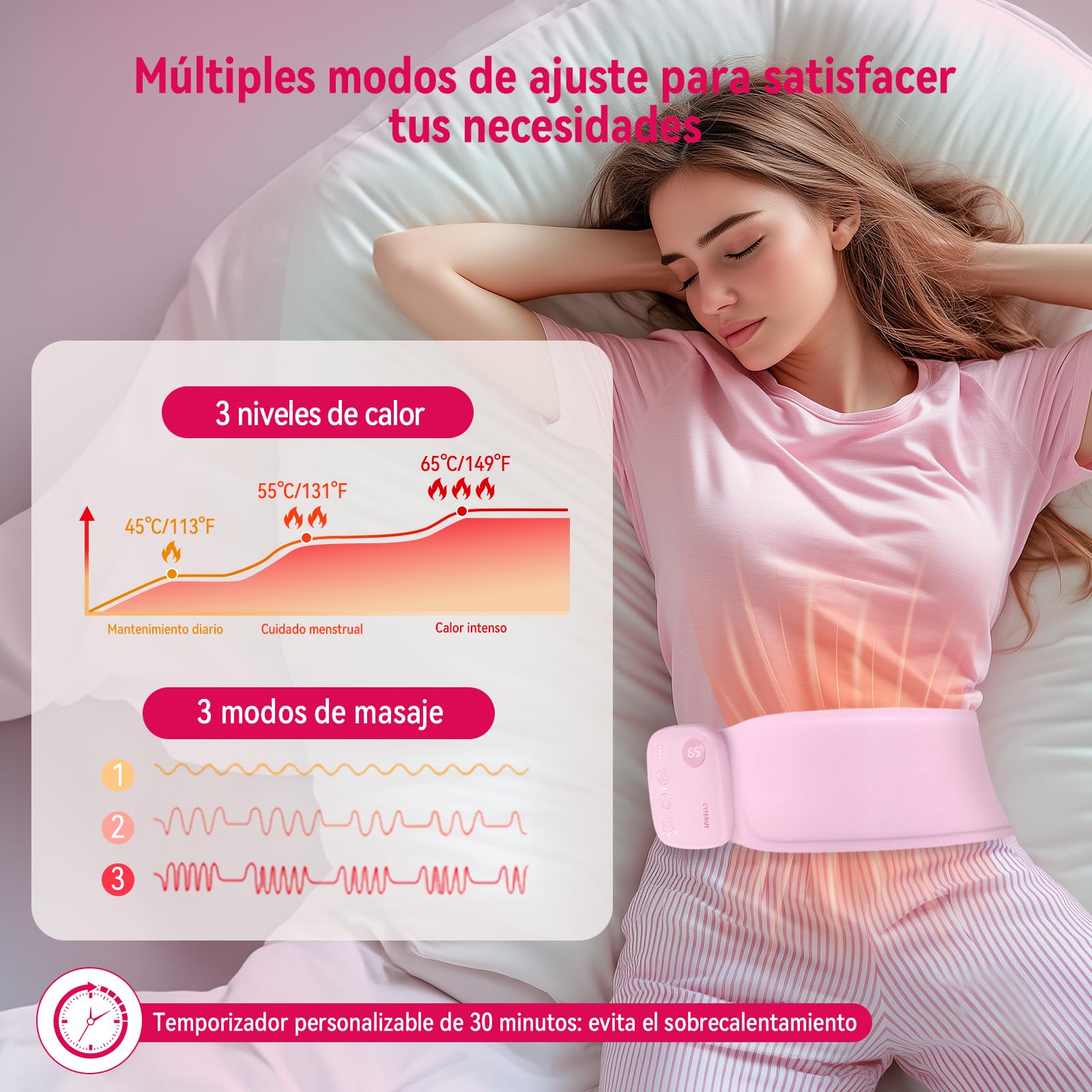 Almohadilla térmica para aliviar el dolor menstrual, recargable, portátil, de 5000 mAh, con área de calentamiento suave de 400 cm², ideal para aliviar el dolor menstrual. Regalos para mujeres