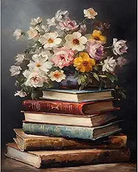 xackcme Pintura por números - Pintura a óleo vintage de flores para adultos, faça você mesmo, sem moldura (40,6 x 50,8 cm)