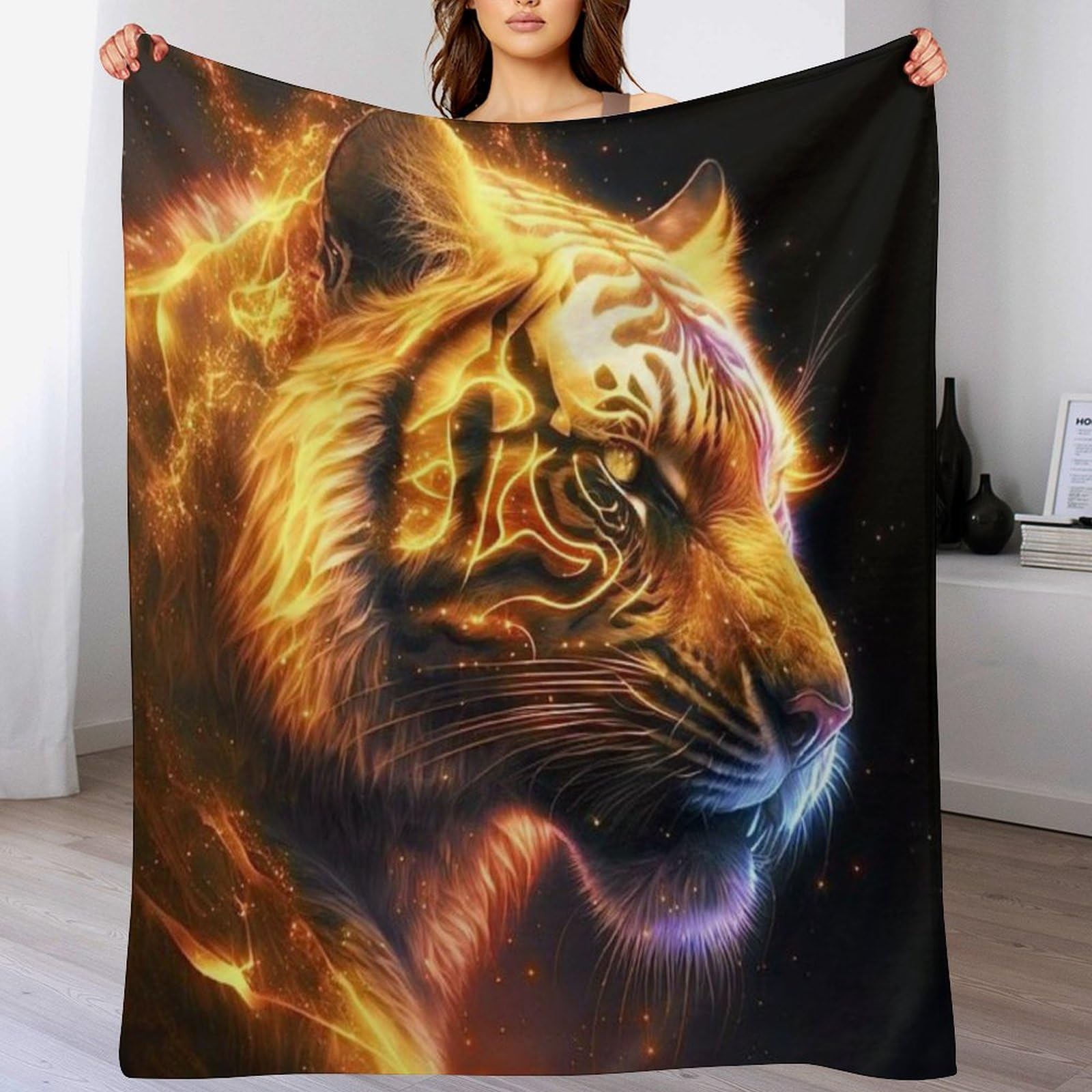 Couverture tigre en flannel chaude et ultra douce au lavage en machine facile
