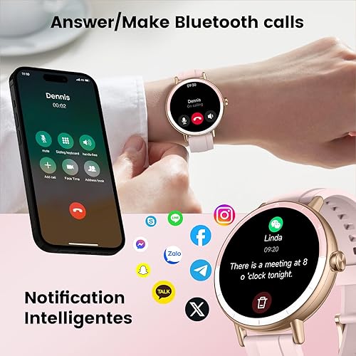 Miniatura 5 de Reloj inteligente para hombres y mujeres, pantalla táctil HD de 1.95 pulgadas, rastreador de actividad física con llamadas Bluetooth, reloj de
