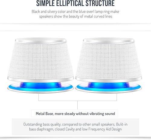 Miniatura 10 de Altavoces para computadora SW102, 5 x 2, graves profundos en cuerpo pequeño, estéreo 2.0 USB alimentado por USB 0.138 in Aux Multimedia, Radiadores