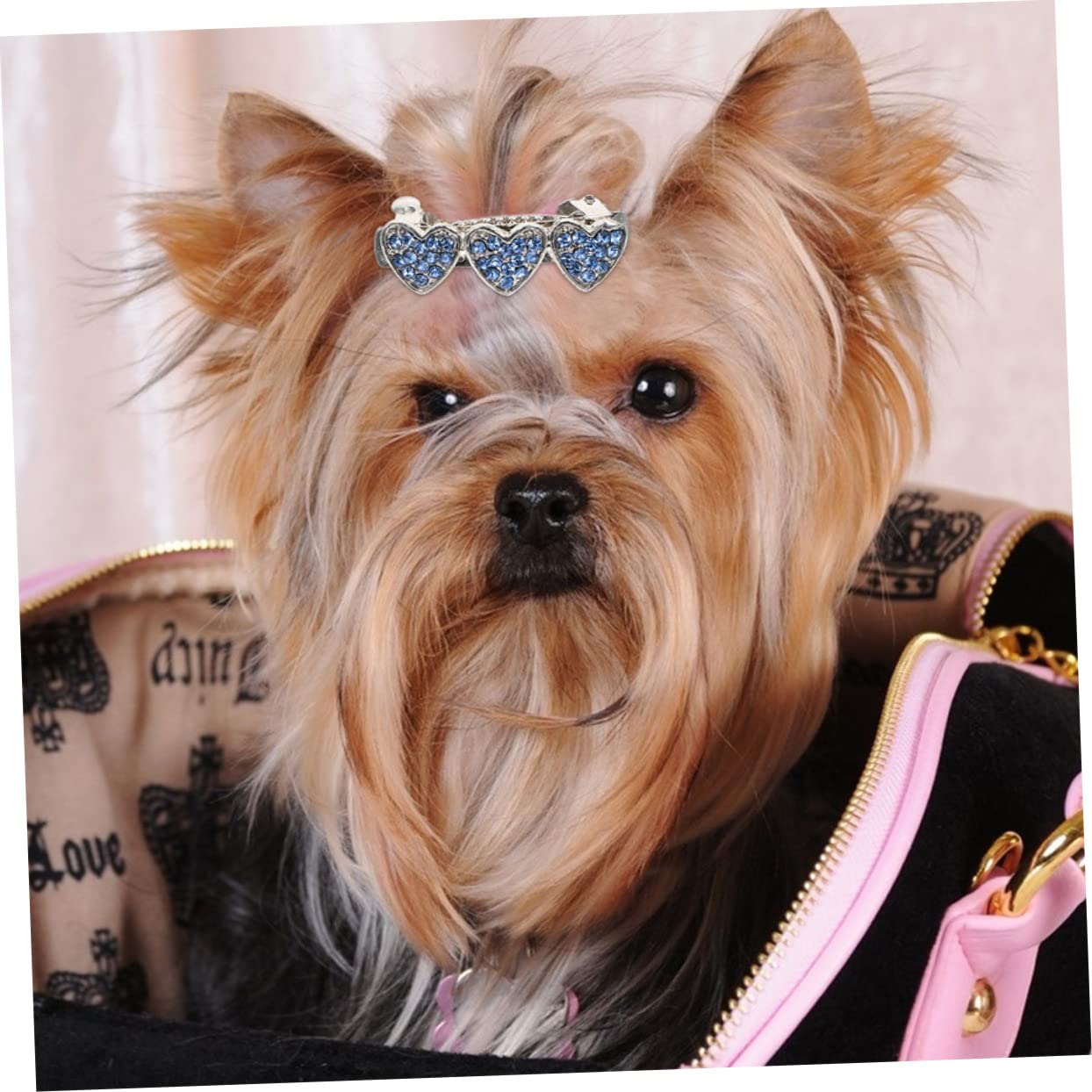Hemoton 3Pcs Dog Hair Clips with Rhinestone Inlaid Heart Design Comfortable Pet Barrettes for Lovely Hairstyles Pet Accessories for Dogs and Puppies for Daily Wear
