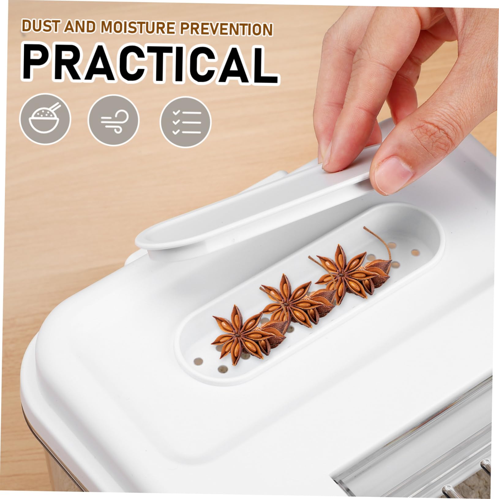 TOPBATHY Contenitore per Riso Ermetico Distributore per Cereali Contenitore per Conservazione di Cibo per Cucina in Materiale Pet Resistente Design Elegante Grande Capacità