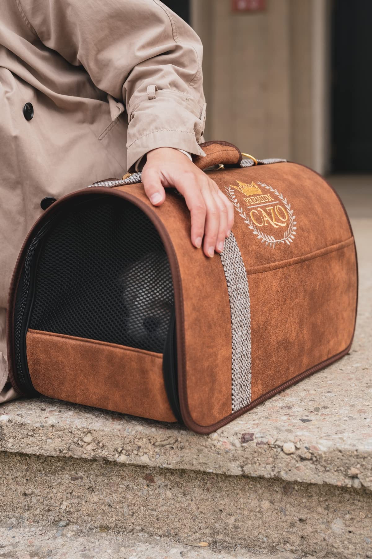 Borsa per il trasporto borsa Box cane Exclusiv lusso cazo 50 x 27 x 26 cm (marrone)