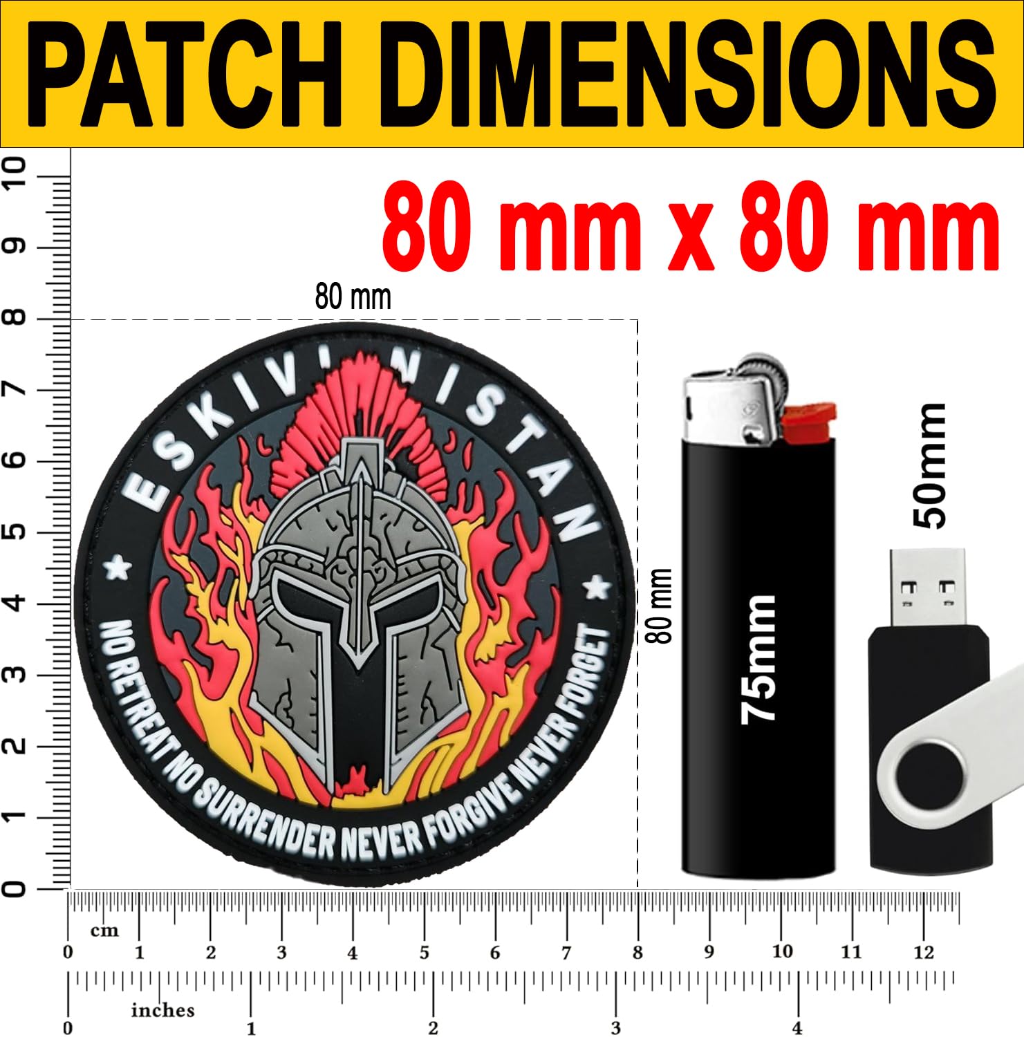 Patch 3D PVC Airsoft ESKIVINISTAN SPARTANS Toppa 3D PVC Scratch Hook Loop 80mm| Toppa MILITARE 3D per zaino militare, Scudo, bandiera, outdoor, crossfit, bushcraft, sopravvivenza|TS-PTCH-ESKIV