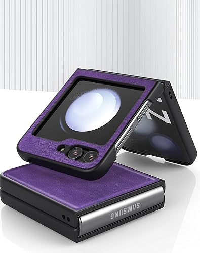 Miniatura 7 de Funda para Samsung Galaxy Z Flip 5 (2023) Funda De Cuero De La PU Y Carcasa De Parachoques De PC Duro Para Galaxy Z Flip 5 5G - Púrpura