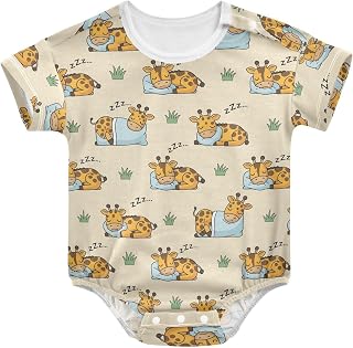 Cotton Baby Bubble Romper 6-12M,Soft Breathable Bodysuit Short Sleeve,Easy On Off Neutral Baby Clothes for Summer