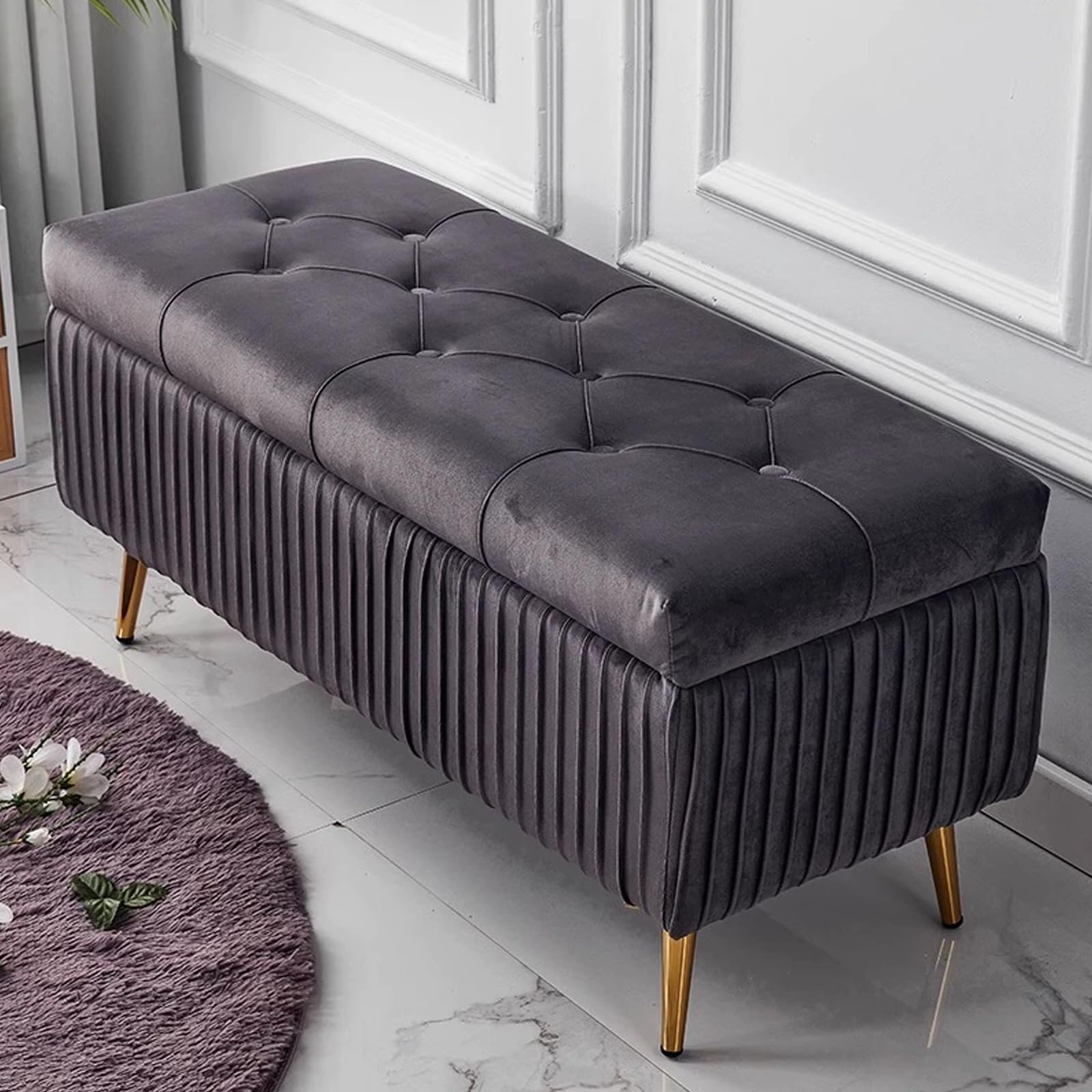 Pouf de rangement rembourré et moderne pour l'entrée