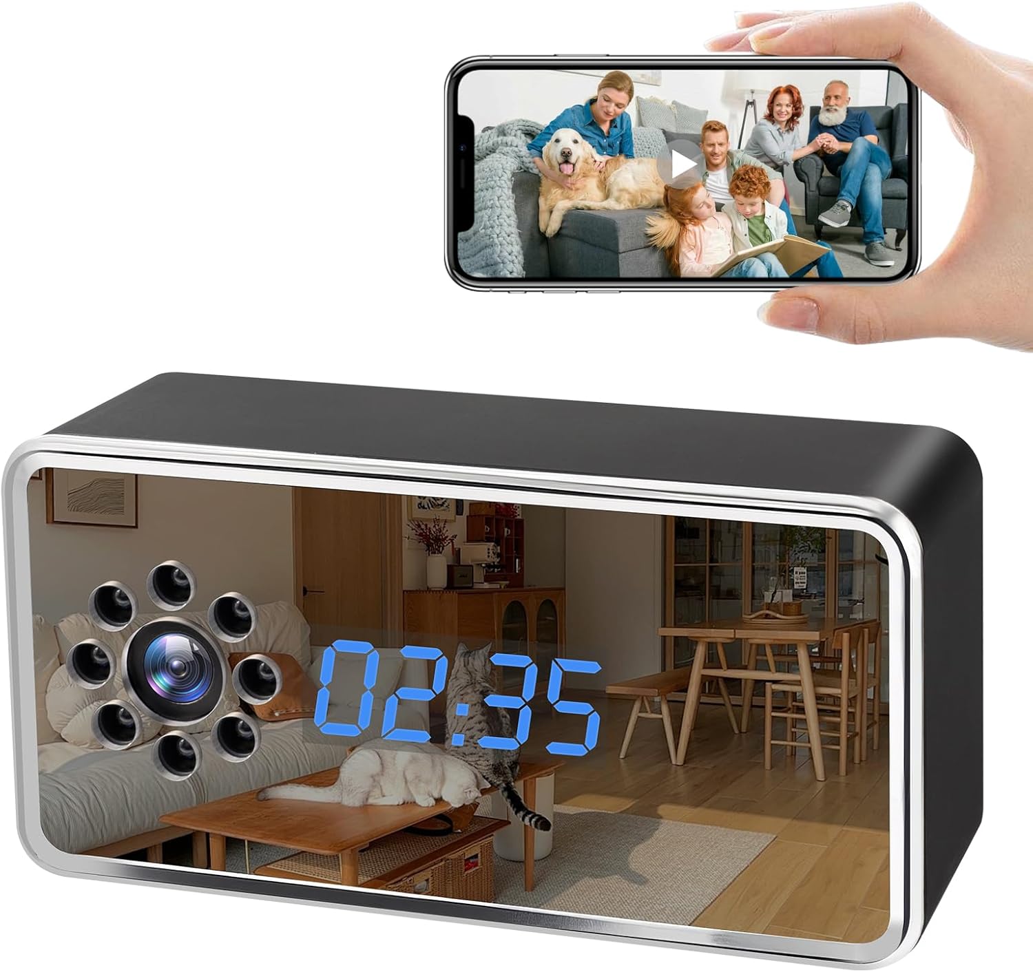 TnoxHD Clock Camera 4K HD Wireless Home Security Camera with Night Vision, Motion Detection 24/7 Recording, SD/Cloud Storage WiFi Indoor Nanny Cam Baby Monitor