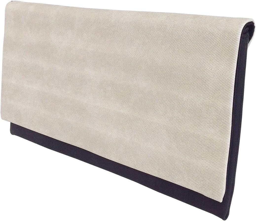 Color Block Flat Canvas Clutch