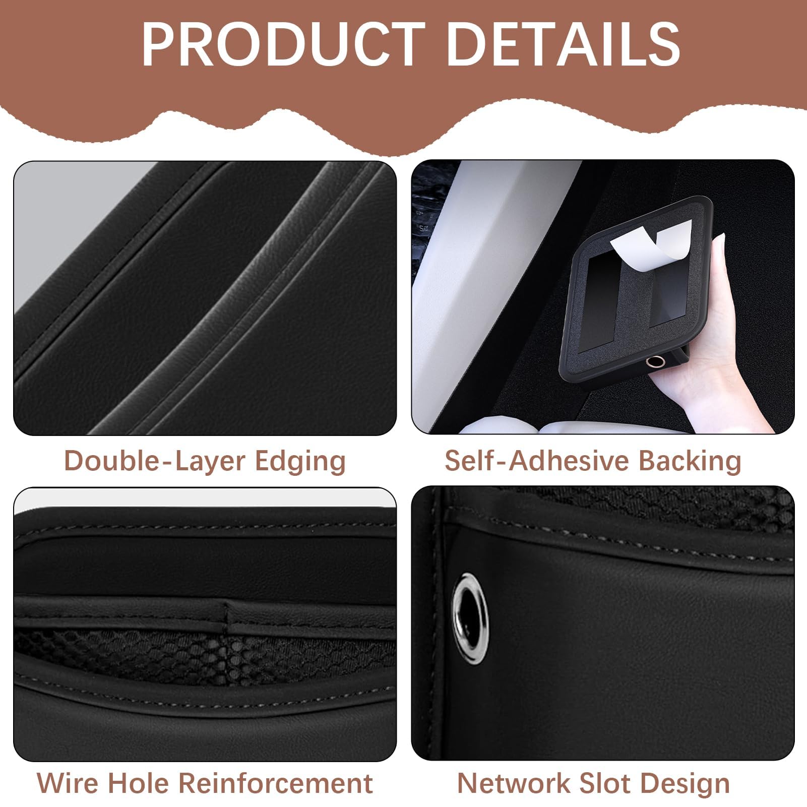 Napa Leather Car Side Pocket Organizer, Universal Front Seat Console Pocket - Image 3