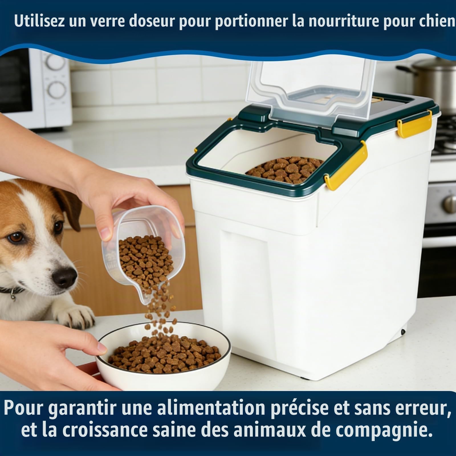 Conteneurs de conservation pour nourriture pour animaux de compagnie, 2 pièces, 15 kg, hermétiques, pour nourriture pour chiens, sans BPA, contenants pour nourriture pour chats avec pelle pour