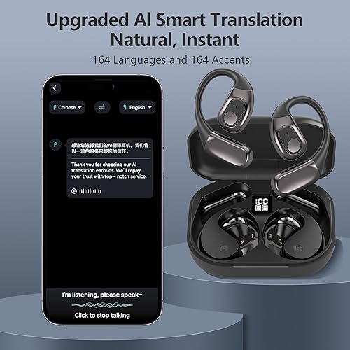 Miniatura 3 de Auriculares de traducción AI en tiempo real, 3 en 1 traductor en 164 idiomas y acentos, Audifonos Traductores Inglés Inglés, auriculares
