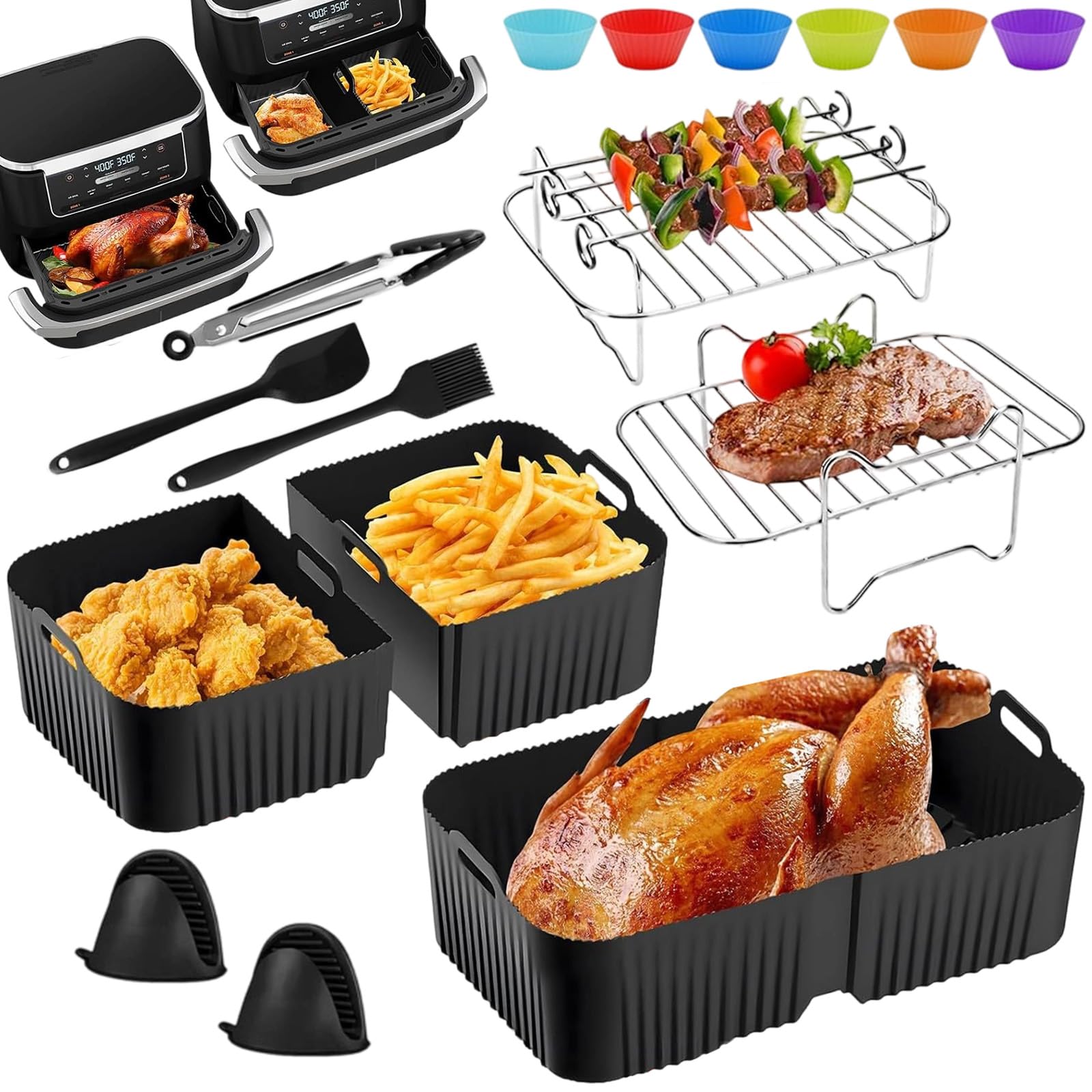 Accessoires Air Fryer 10.4L moule silicone et grille double zone pour friteuse AF500EU