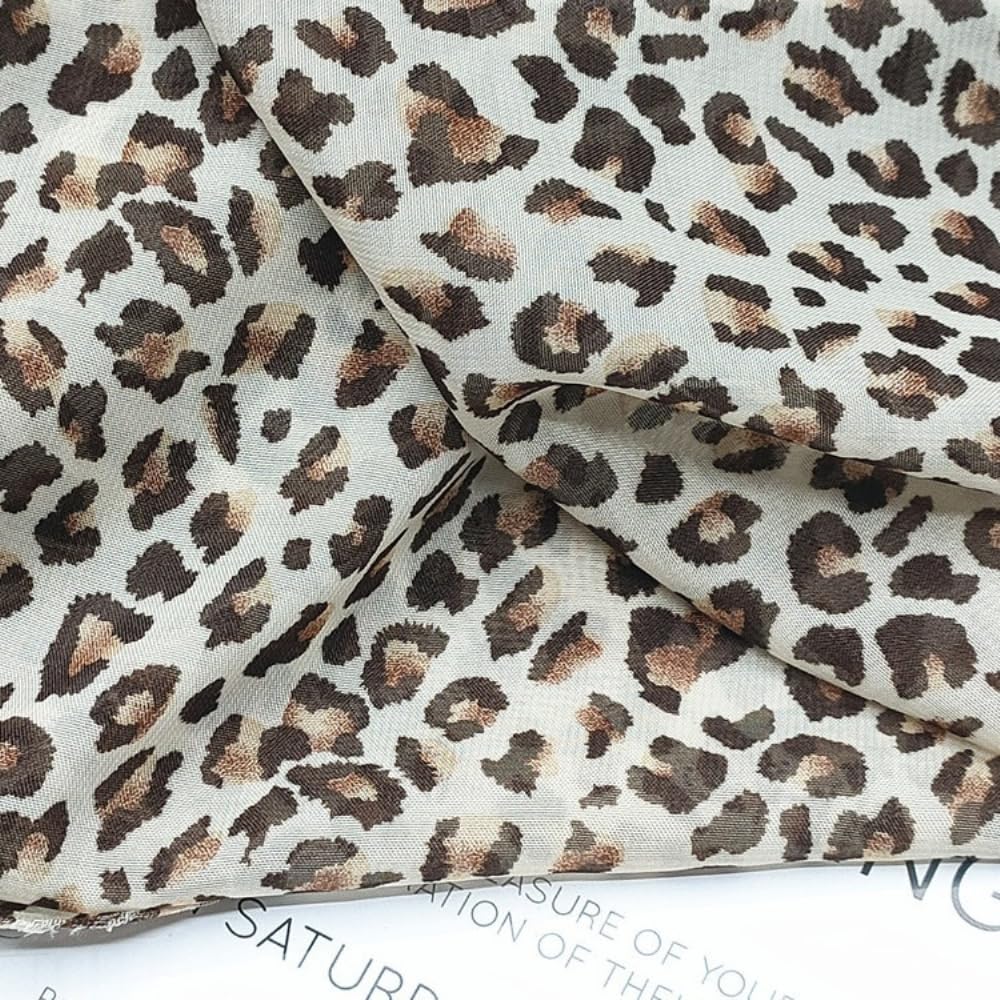 Motivo leopardato, tessuto decorativo in chiffon, patchwork, tessuto stampato leopardato, al metro, larghezza 150 cm, per fai da te, cucito, borse, accenti per la casa, 500 cm