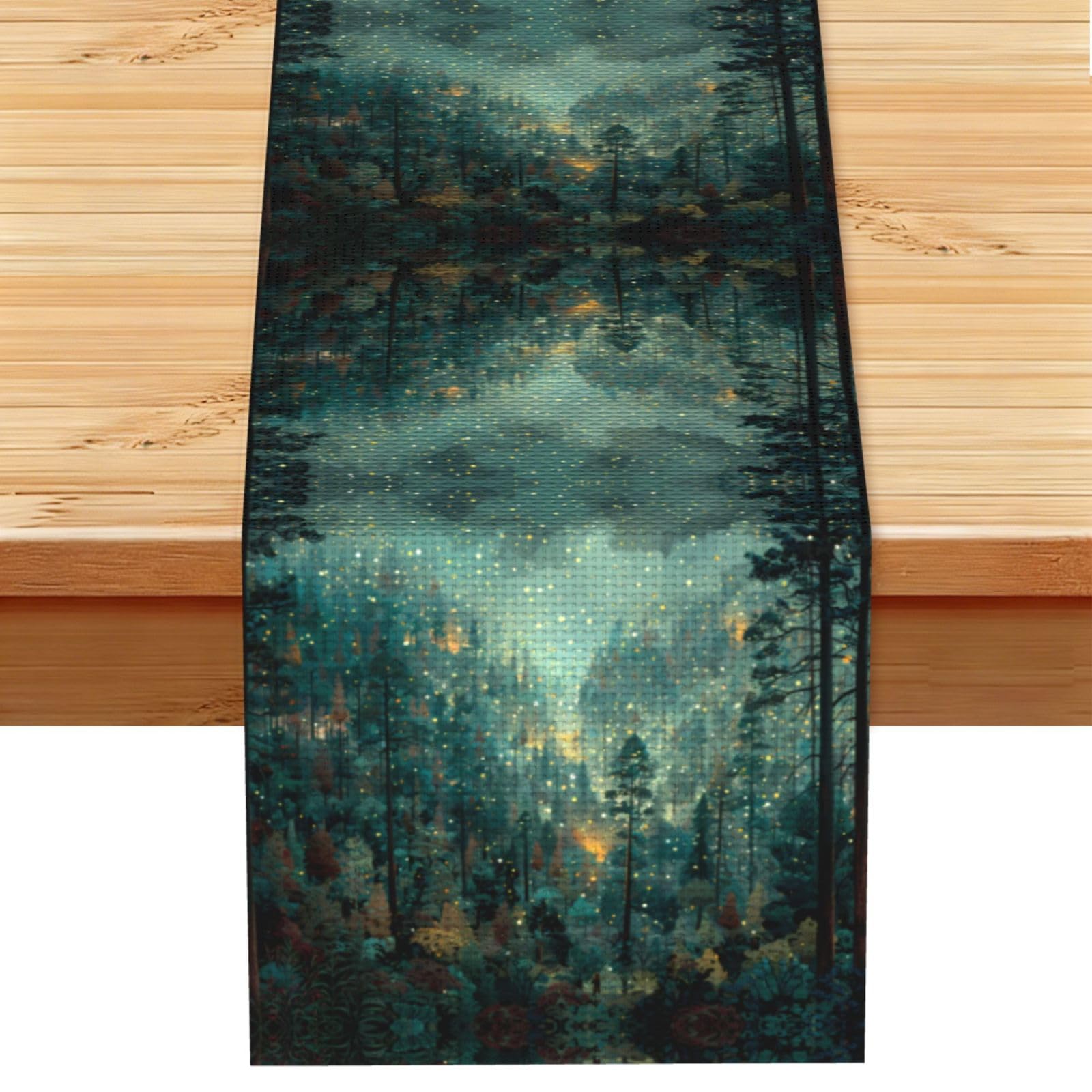 Forest dotted with stars Linen Feel Table Runner Wedding Party Home Decoration