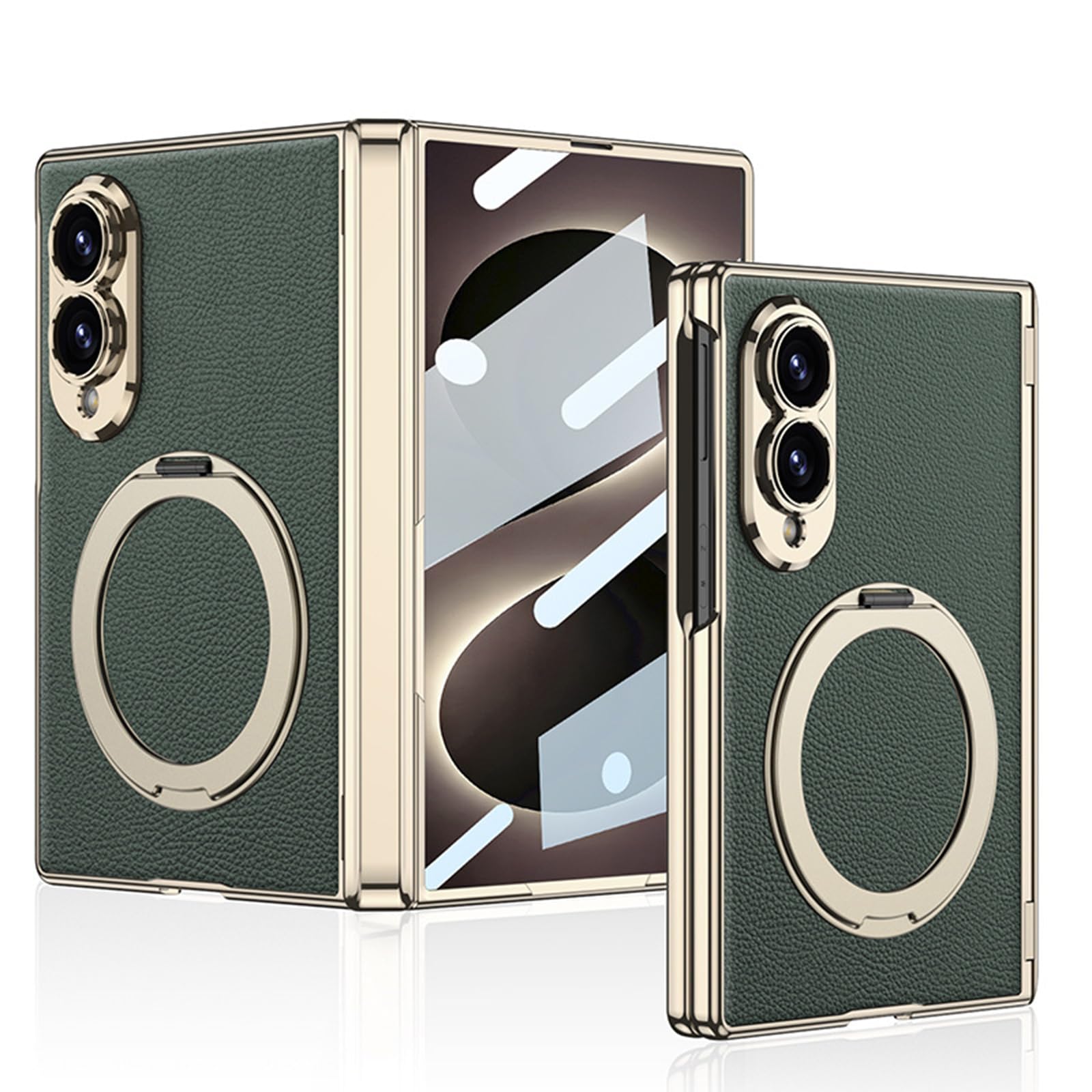 Étui antichoc Samsung Z Fold 8 rigide avec béquille intégrée et charnière magnétique vert