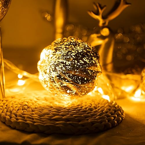 Miniatura 3 de Bola de árbol de Navidad transparente para colgar, inastillable, extra grande, bola de mercurio decorativa con ganchos para adornos de árbol, para