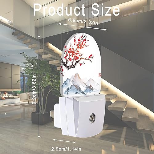 Miniatura 2 de Luz nocturna de flores de cerezo, luces nocturnas de montañas japonesas enchufables para decoración de escalera/pasillo/cocina, luces nocturnas