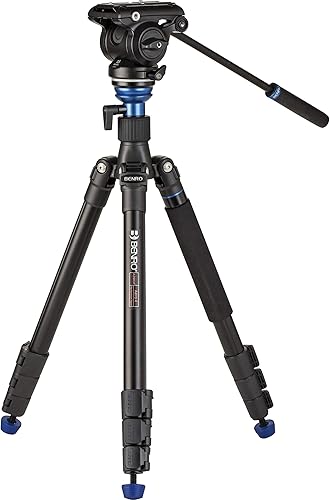 Benro A2883FS4PRO Travel Angel Aero-Video Kit de trípode con columna de nivelación y cabeza S4PRO, carga útil de 8.8 libras