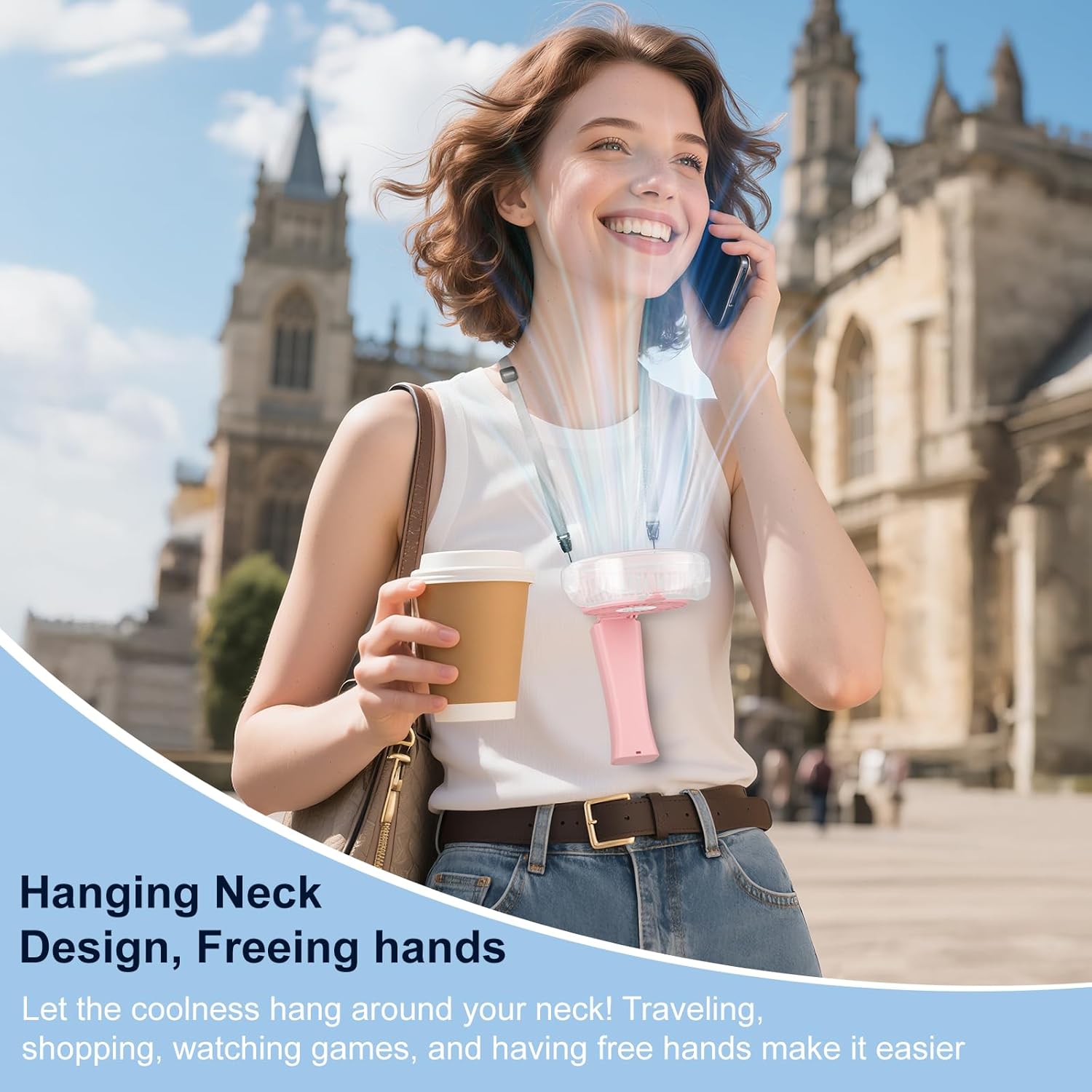 HandFan 4000mAh Handheld Misting Fan, 50ml Water Tank, Rechargeable Personal Mister Fan Portable AC, Spray Water Mist Fans, Foldable Cooling Ice Fans for Beach Travel Outdoors(Pink) - Image 8