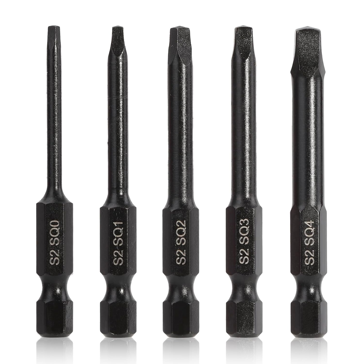 COMOWARE 10pcs Square Bit Set (SQ0-SQ4), S2 Steel 1/4" Hex Bit Set, Tamper-Proof Driver Bits Sets, CNC Tip Magnetic Drill Bitss, 2" Length, Impact Hex Bits Sets For Electronic Devices Disassembly