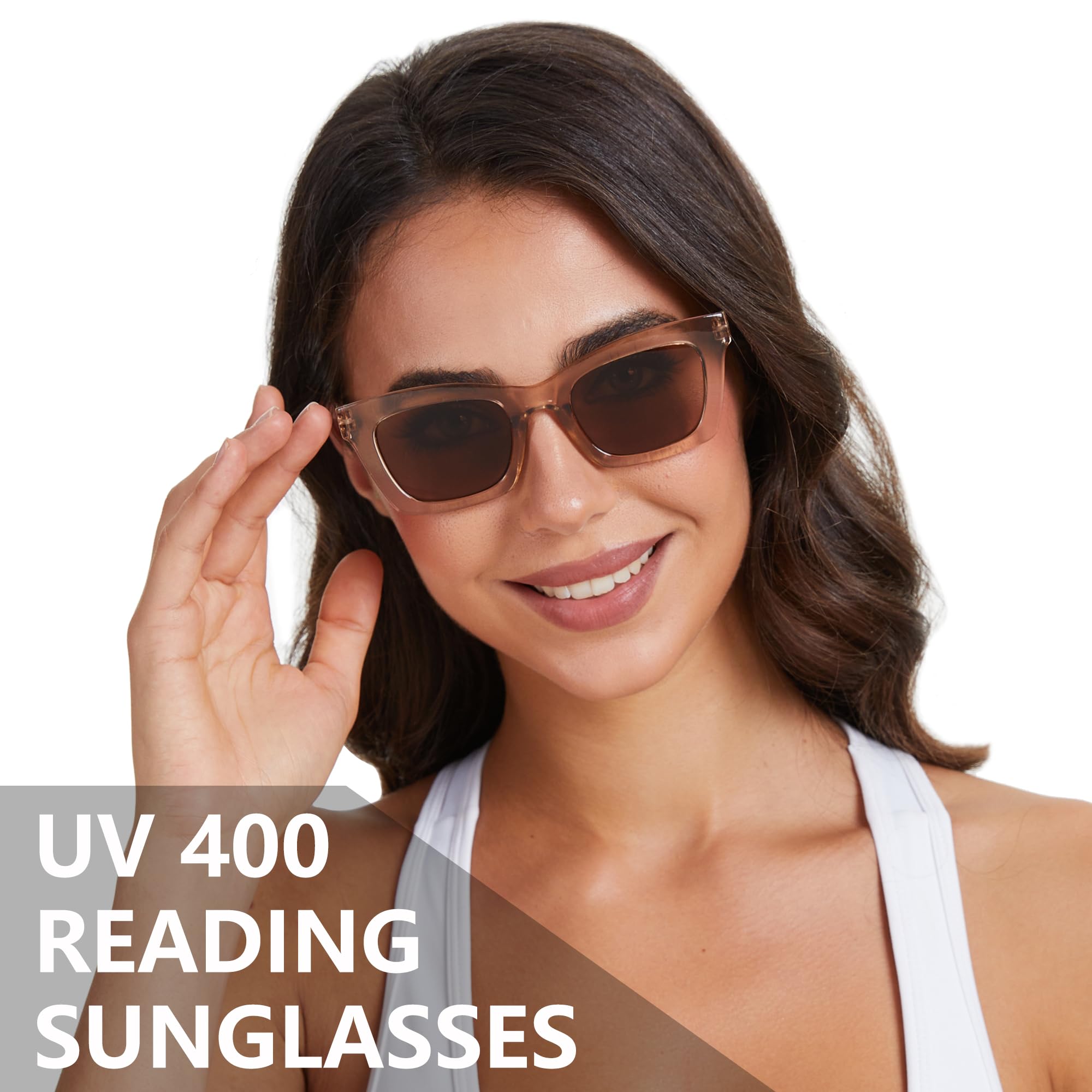 Set di 3 paia di occhiali da sole da lettura per donna Stylis UV400 Full Glass esterno cerniera primavera