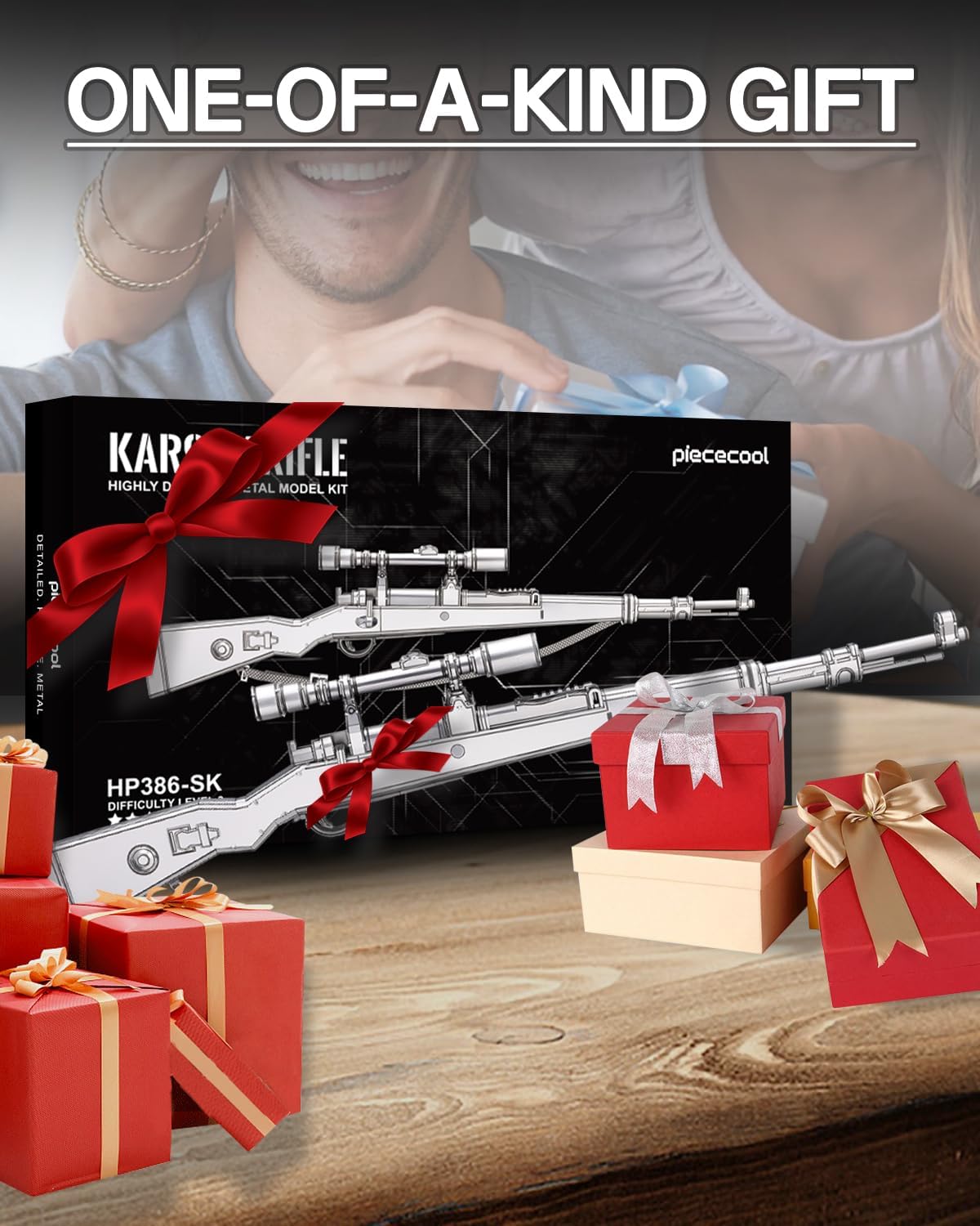 Piececool 3D Metal Puzzles for Adults, Kar98K Rifle Gun Model Building Kits Brain Teaser DIY 3D Metal Puzzles for Teens for Christmas Birthday New Year