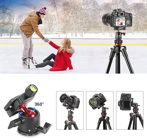 Miniatura 5 de SmallRig Mini Cabeza de Bola, Cabeza de Trípode para Cámara Panorámica 360° con Tornillo de 1/4" y Montaje de Rosca de 3/8" y Placa de Liberación