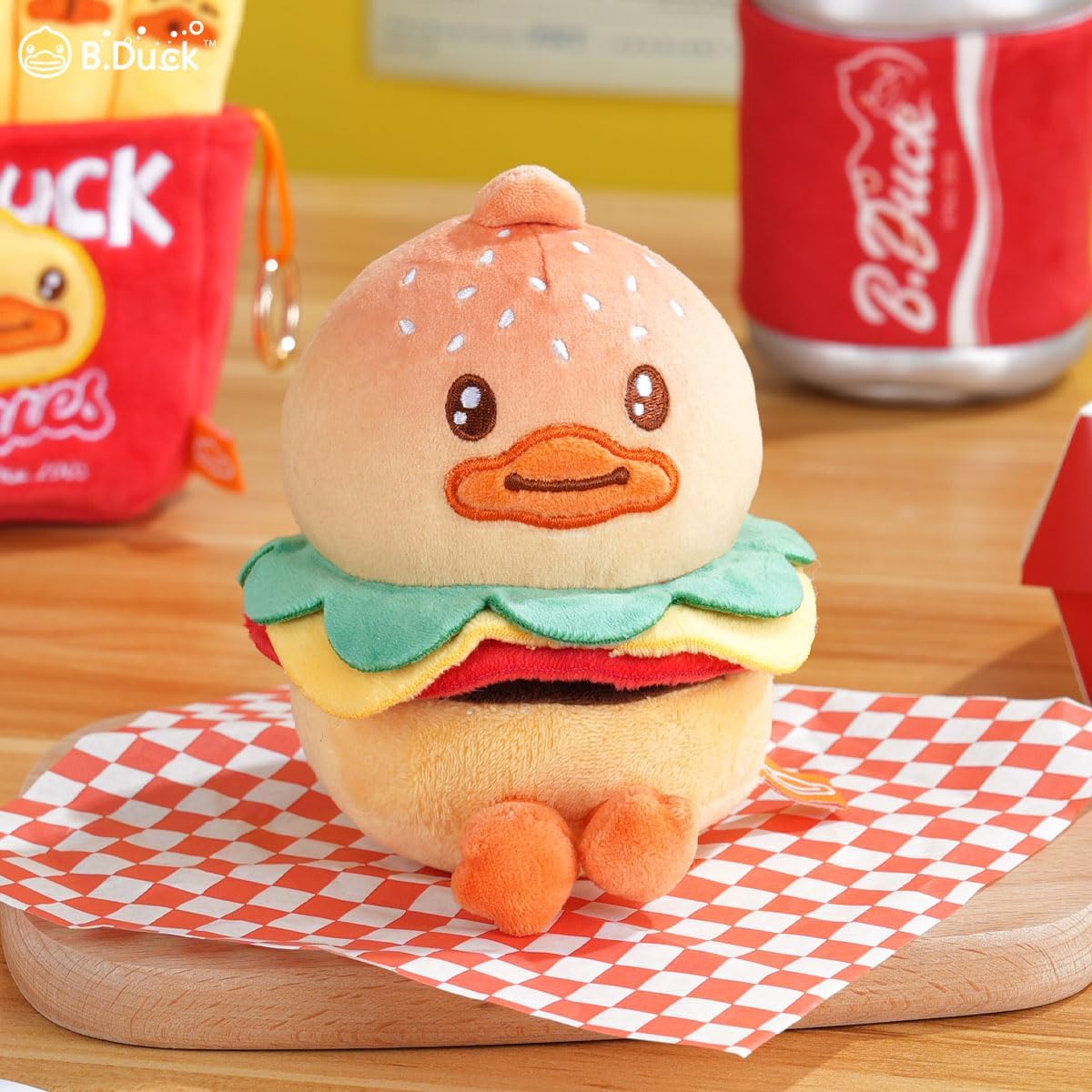 B.Duck Yummy Series Plush Keychain Blind Box, Multifuntional Bag Accessory, Food Plush, Fun Gift Idea