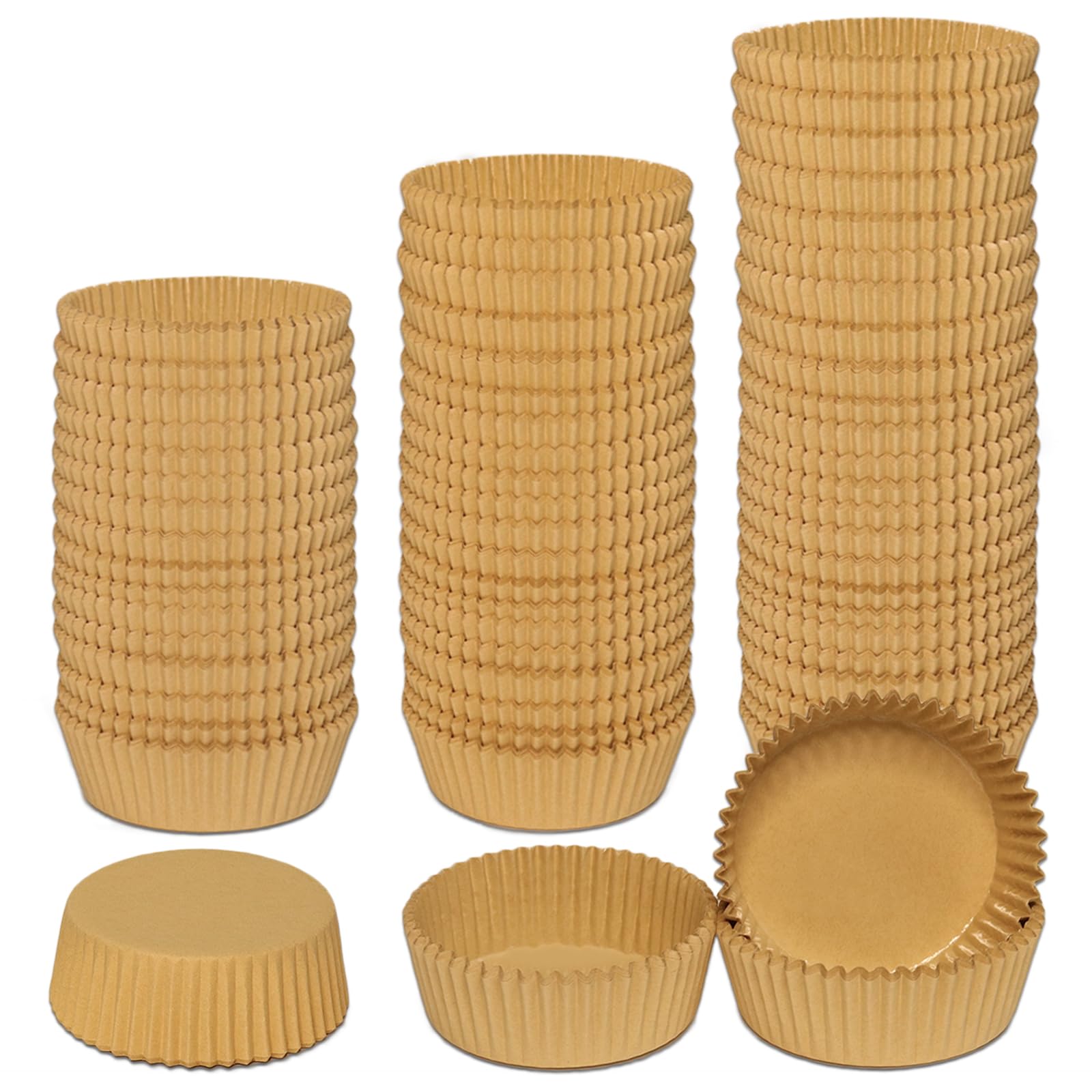 Forros extra jumbo para cupcakes, 200 unidades, 3.54 pulgadas de pergamino para hornear, papeles para magdalenas, tazas para hornear (marrón)