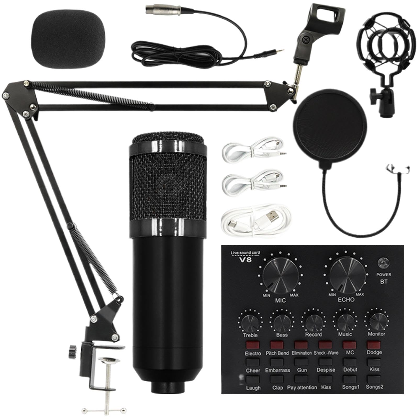 Paquete de interfaz de audio de transmisión en, equipo de grabación de estudio, paquete de micrófono de condensador versátil, paquete de micrófono de transmisión, paquete de interfaz de audio de