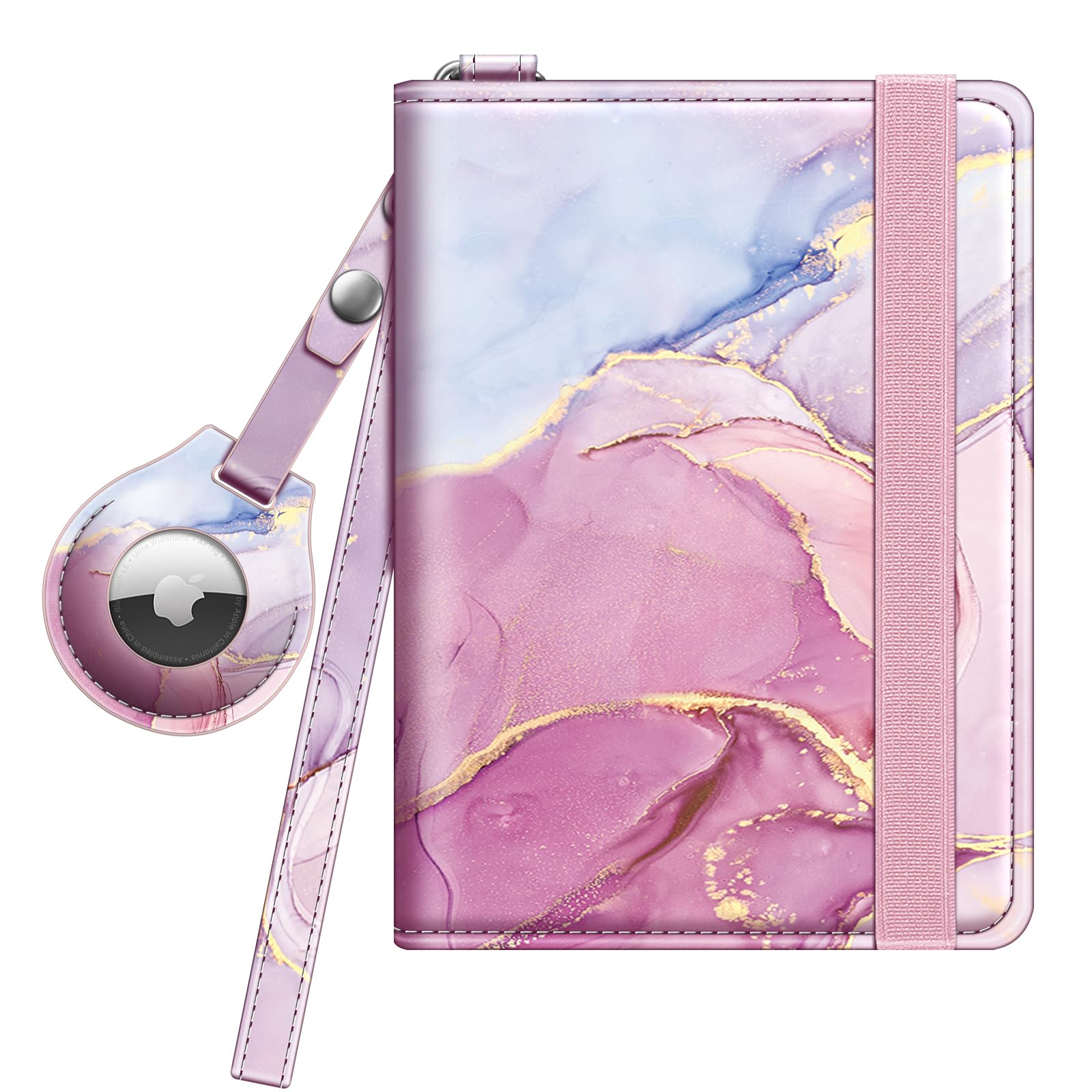 Fintie Passport Holder with Airtag Holder, Slim Travel Wallet RFID Blocking Passport Cover Protector Essentials with Credit Card Slots for Women/Men