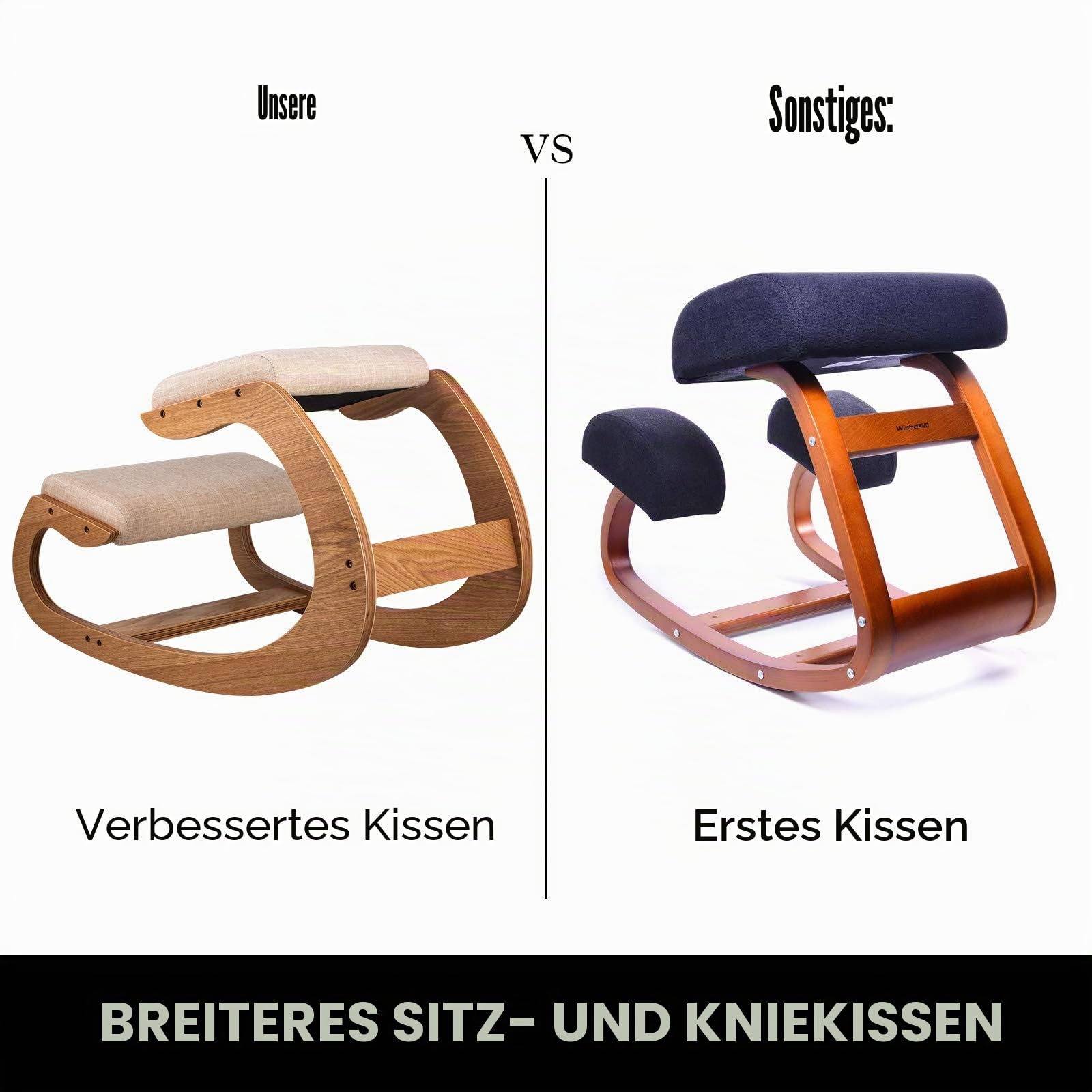 VEVOR ergonomischer Hocker Kniehocker mit Hüftpolster, Gesundheitsstuhl für Zuhause, Kniestuhl zur Verbesserung der Rückenschmerzen Nackenschmerzen Lindern & Körperhaltung (Weiße Eiche)