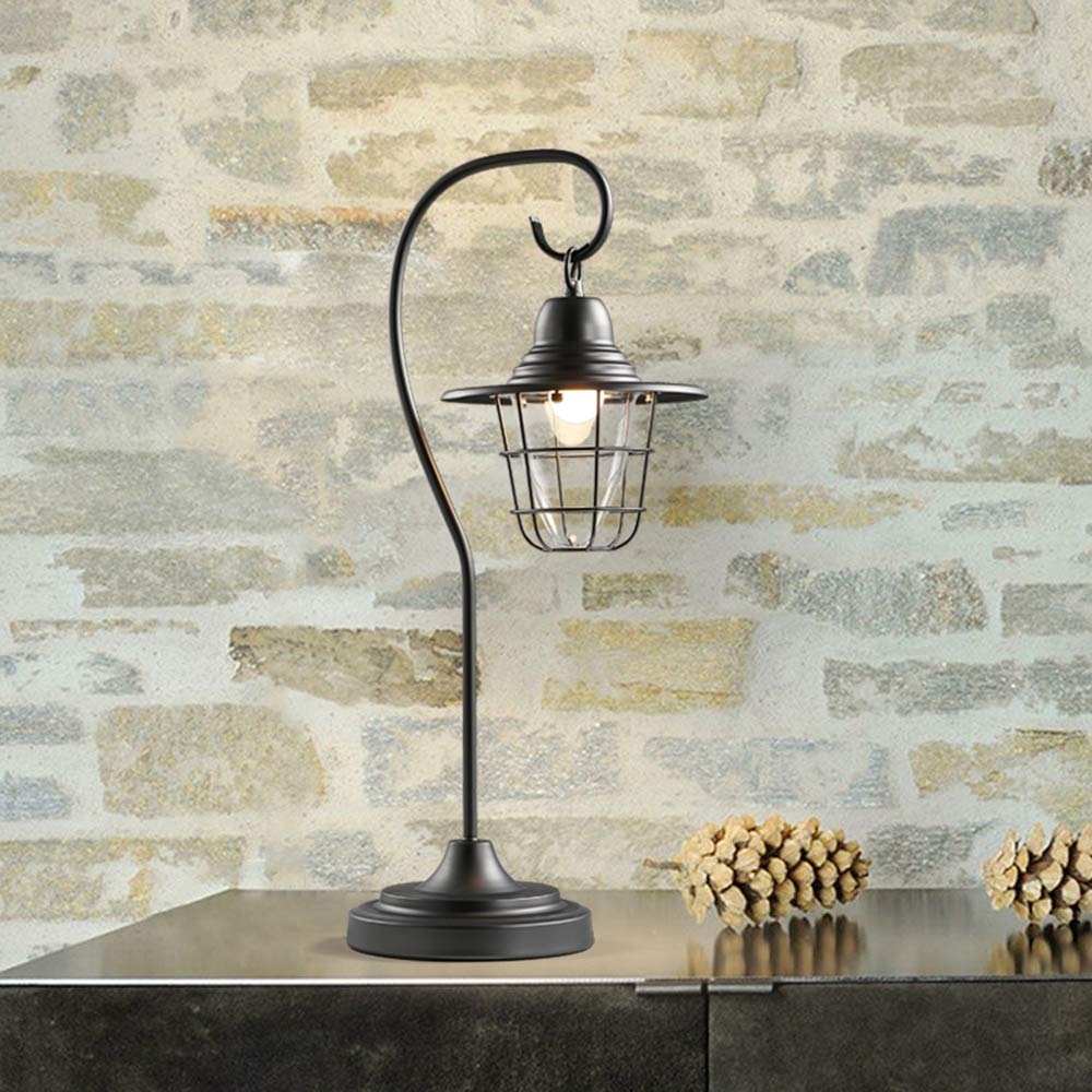 Tischleuchte Retro Schwarz Metall Laterne Lampenschirm Arbeitsplatzlampe Leselampe E27 Vintage Verstellbare Schreibtischlampe Schlafzimmer Nachttisch Lampe Arbeitsplatz-Leuchte